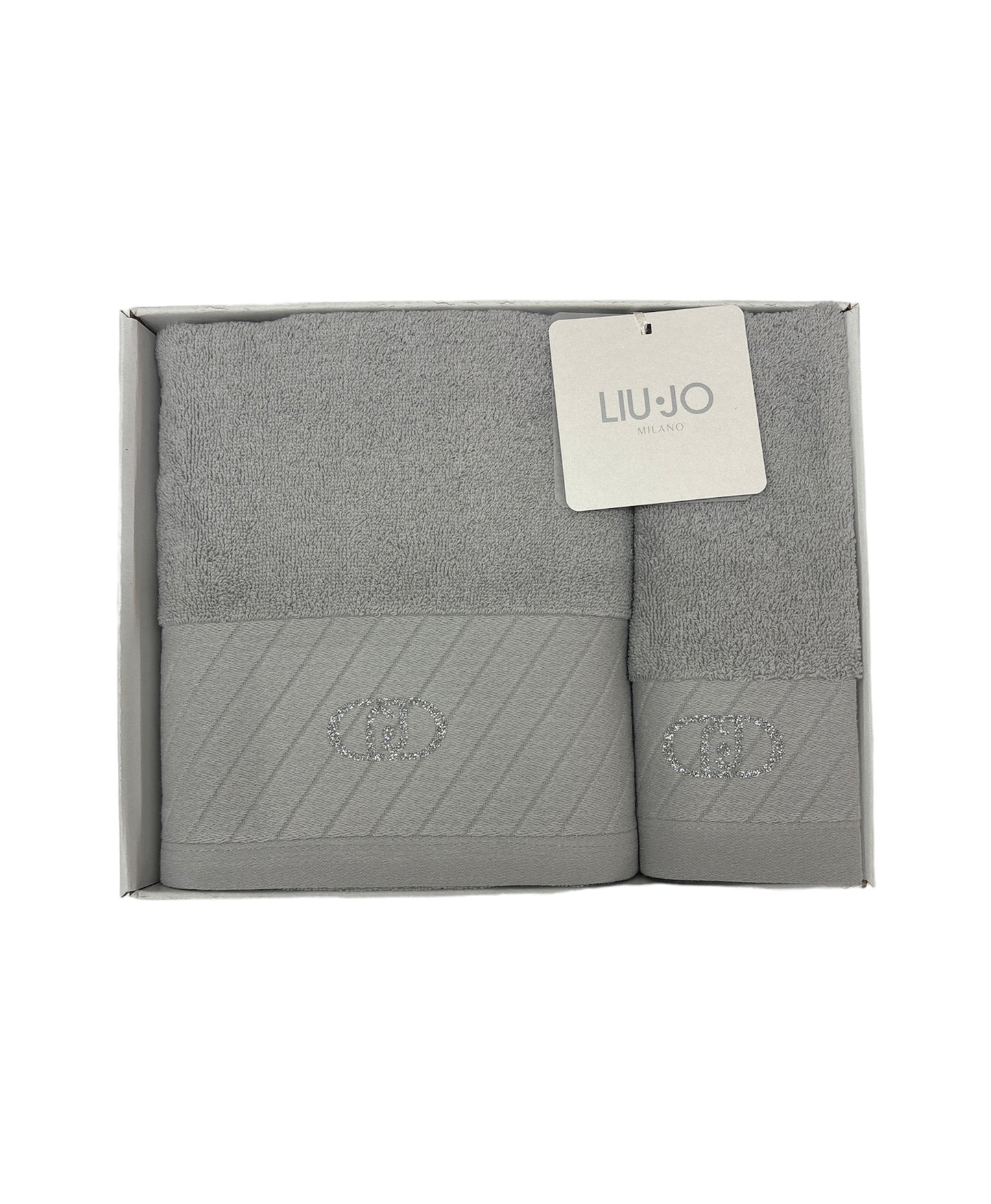 Set asciugamani 1+1 Diagonal Ovale di Liu Jo in Spugna
