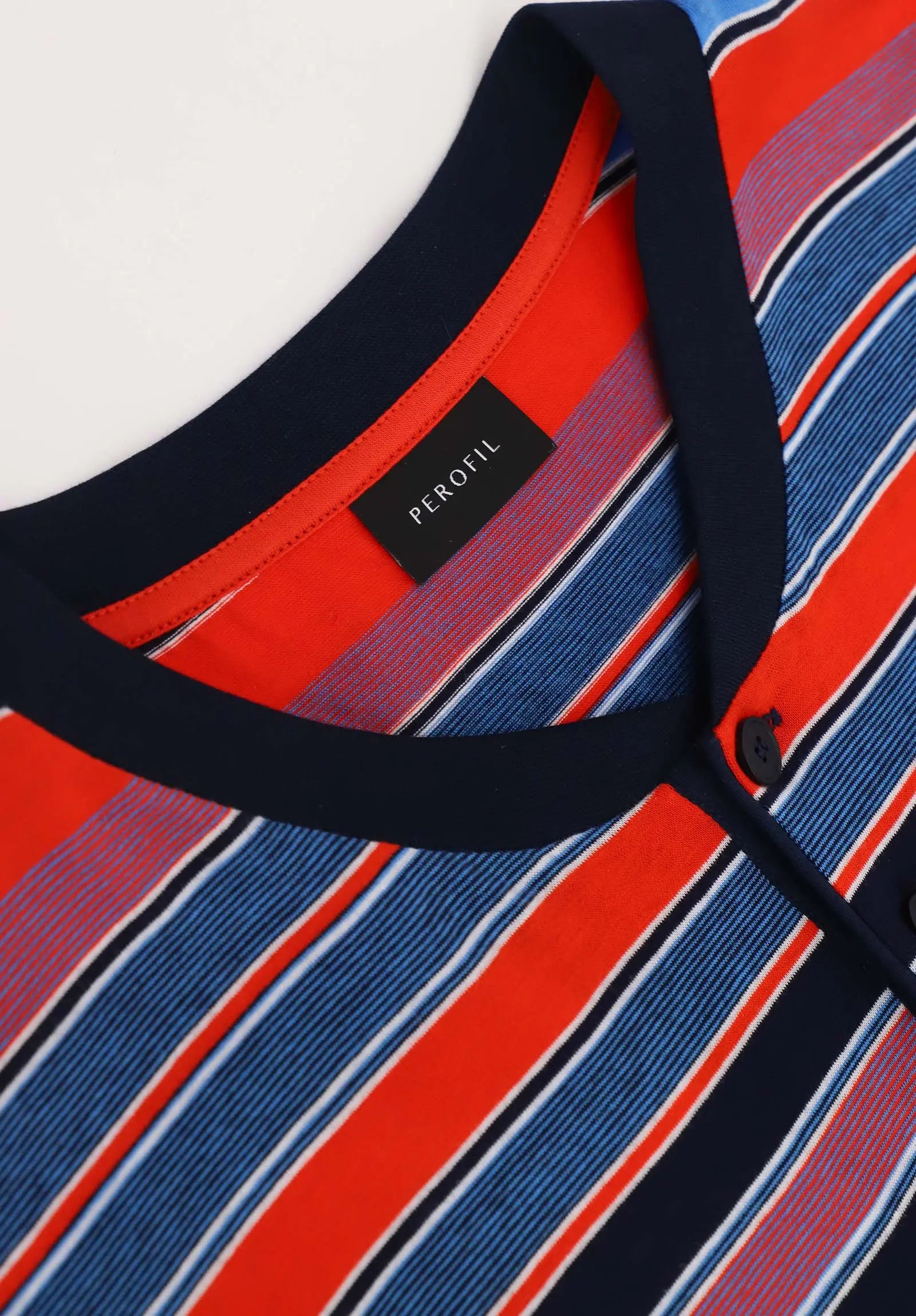 Pigiama Lungo Serafino in Cotone Fantasia Multiriga PEROFIL VPRT92806