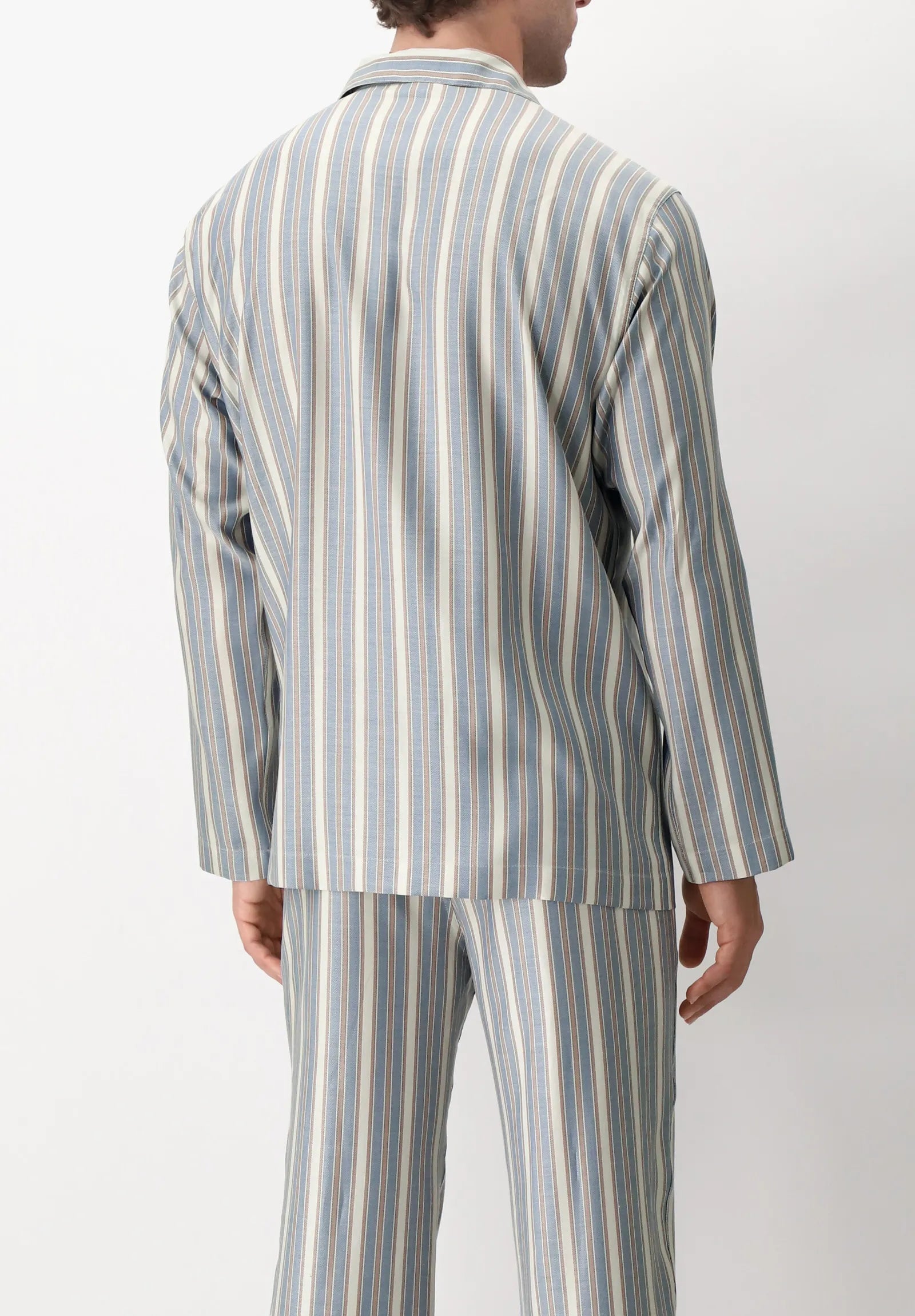 Pigiama Lungo Aperto con Collo in Lyocell Silk Touch Riga Tortora PEROFIL VPRT93079