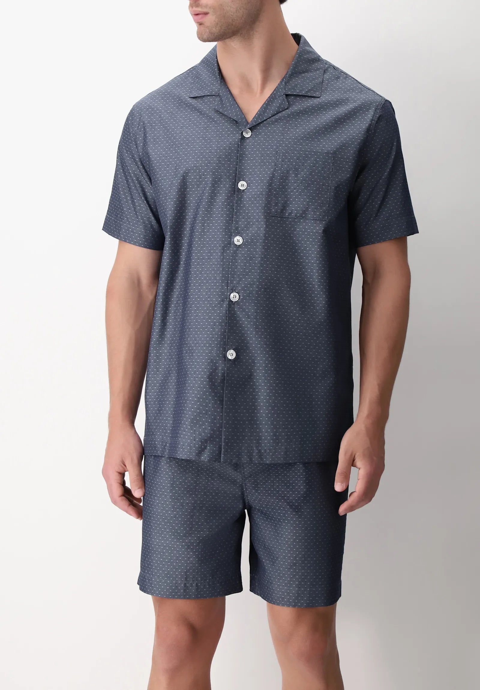 Pigiama Corto con Bottoni in Tela di Cotone Fantasie Camiceria PEROFIL VPRT93080