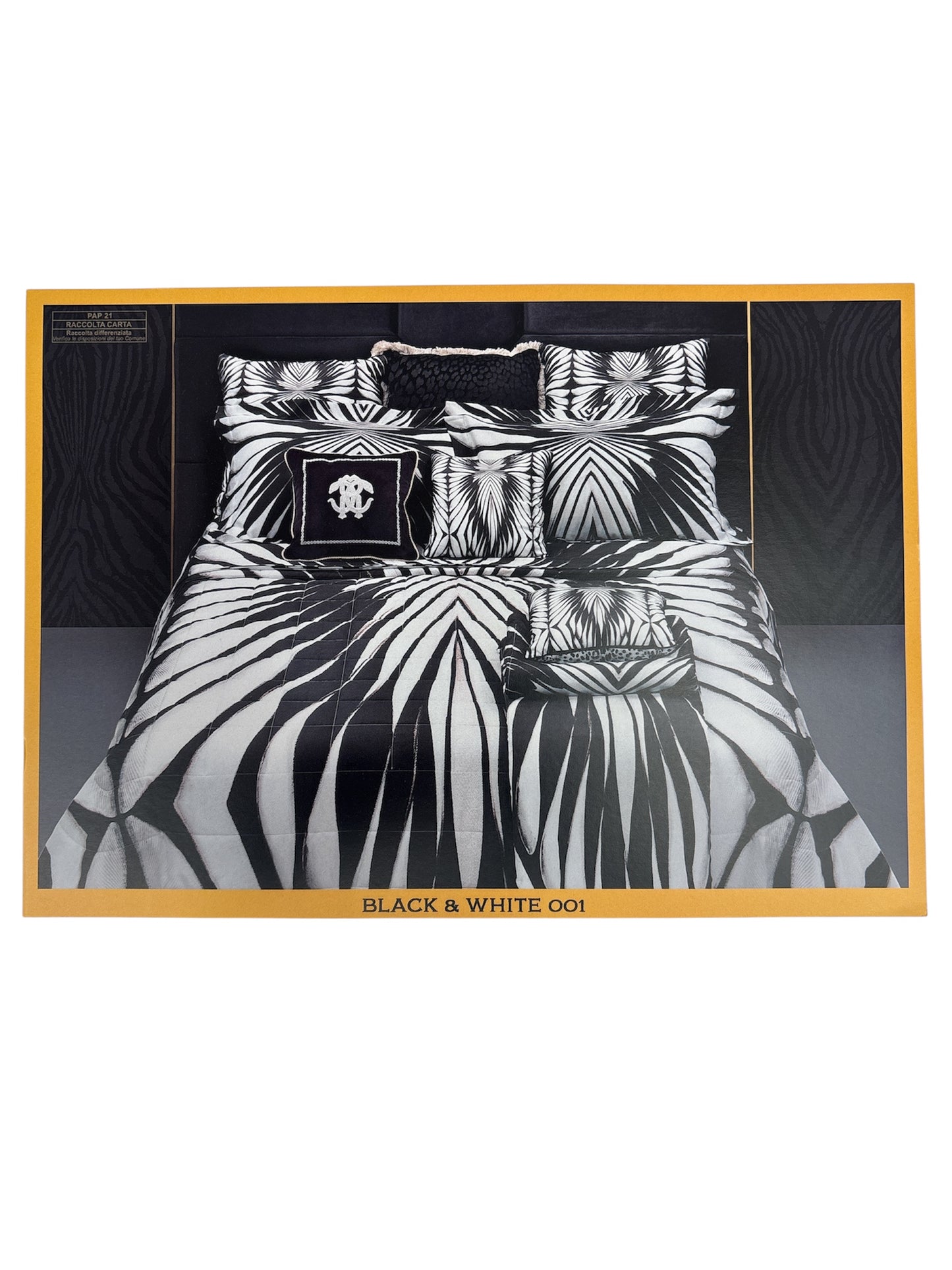 Completo Lenzuola Roberto Cavalli Black e White in Raso di Cotone