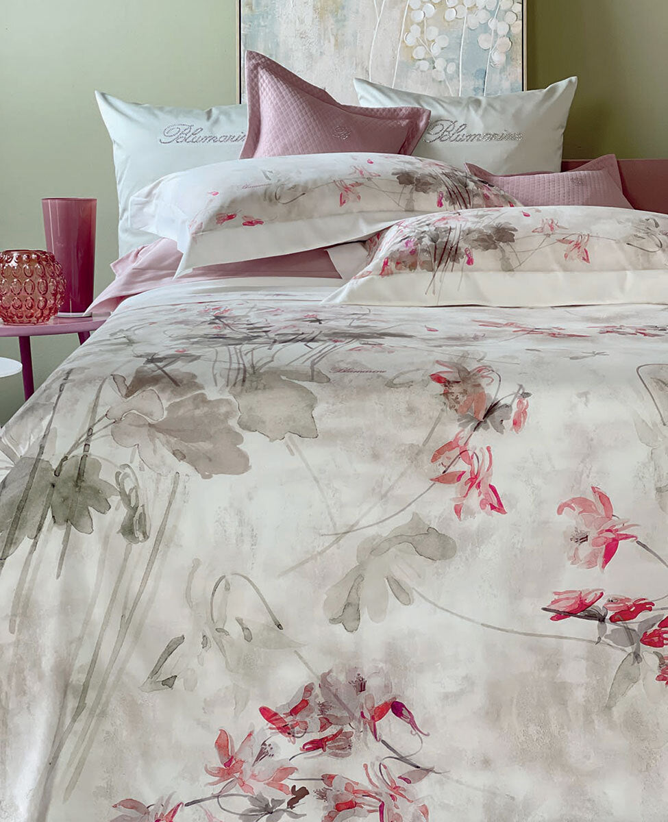 Completo Lenzuola In Raso Di Cotone Ciclamino Blumarine