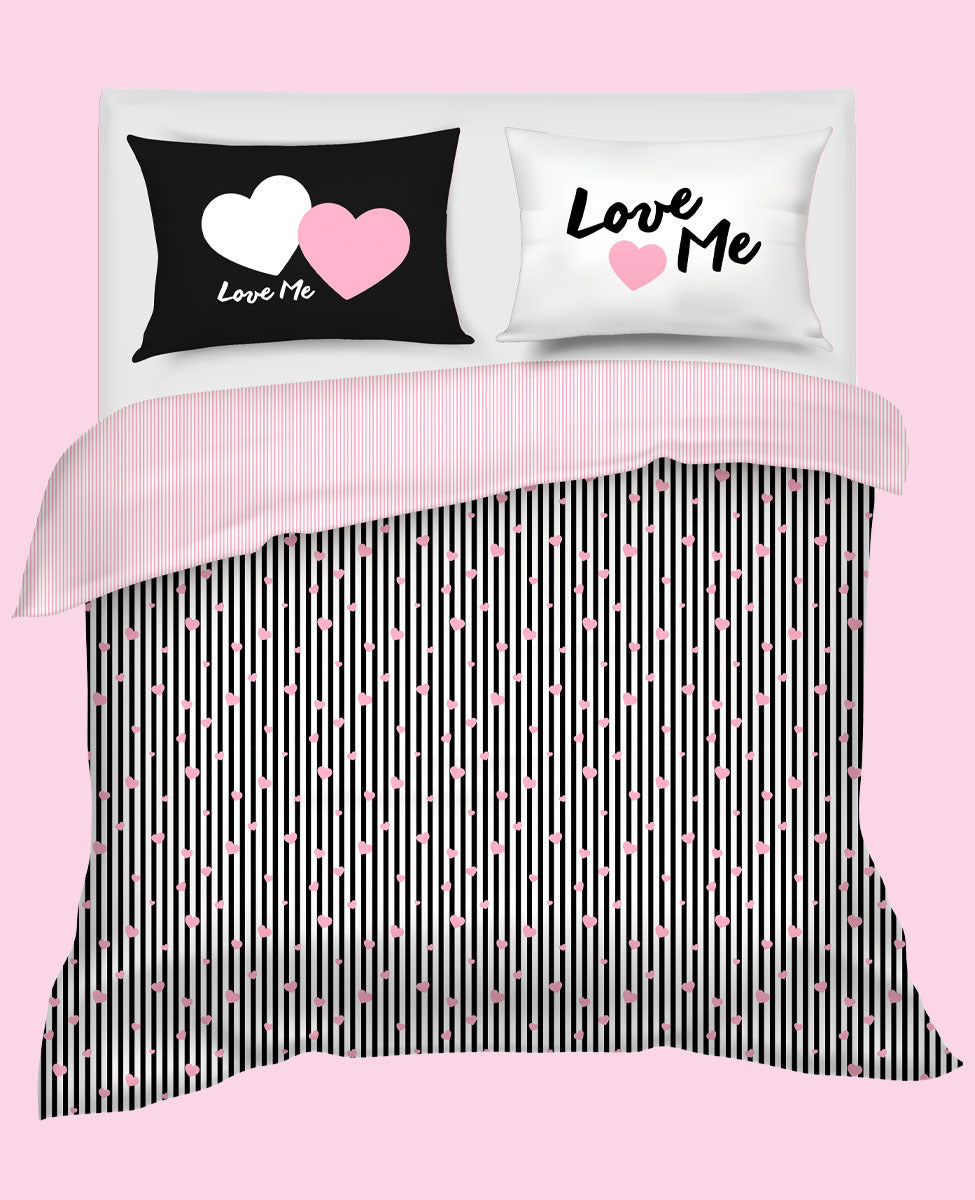 Copripiumino matrimoniale In Raso Di Cotone Love Me Camomilla