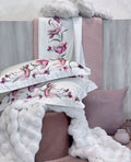Completo Lenzuola In Raso Di Cotone Fleurette Blumarine