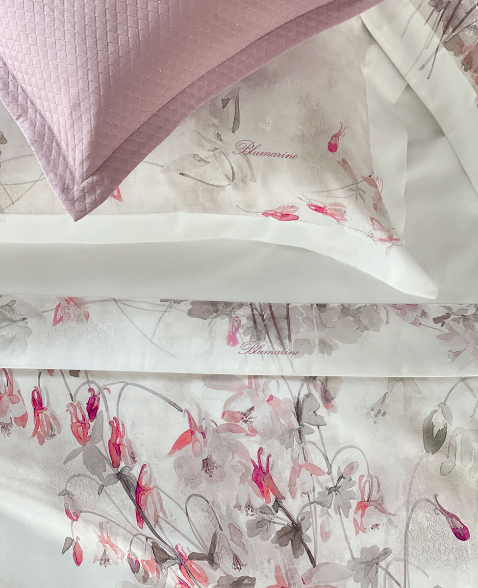 Completo Lenzuola In Raso Di Cotone Ciclamino Blumarine