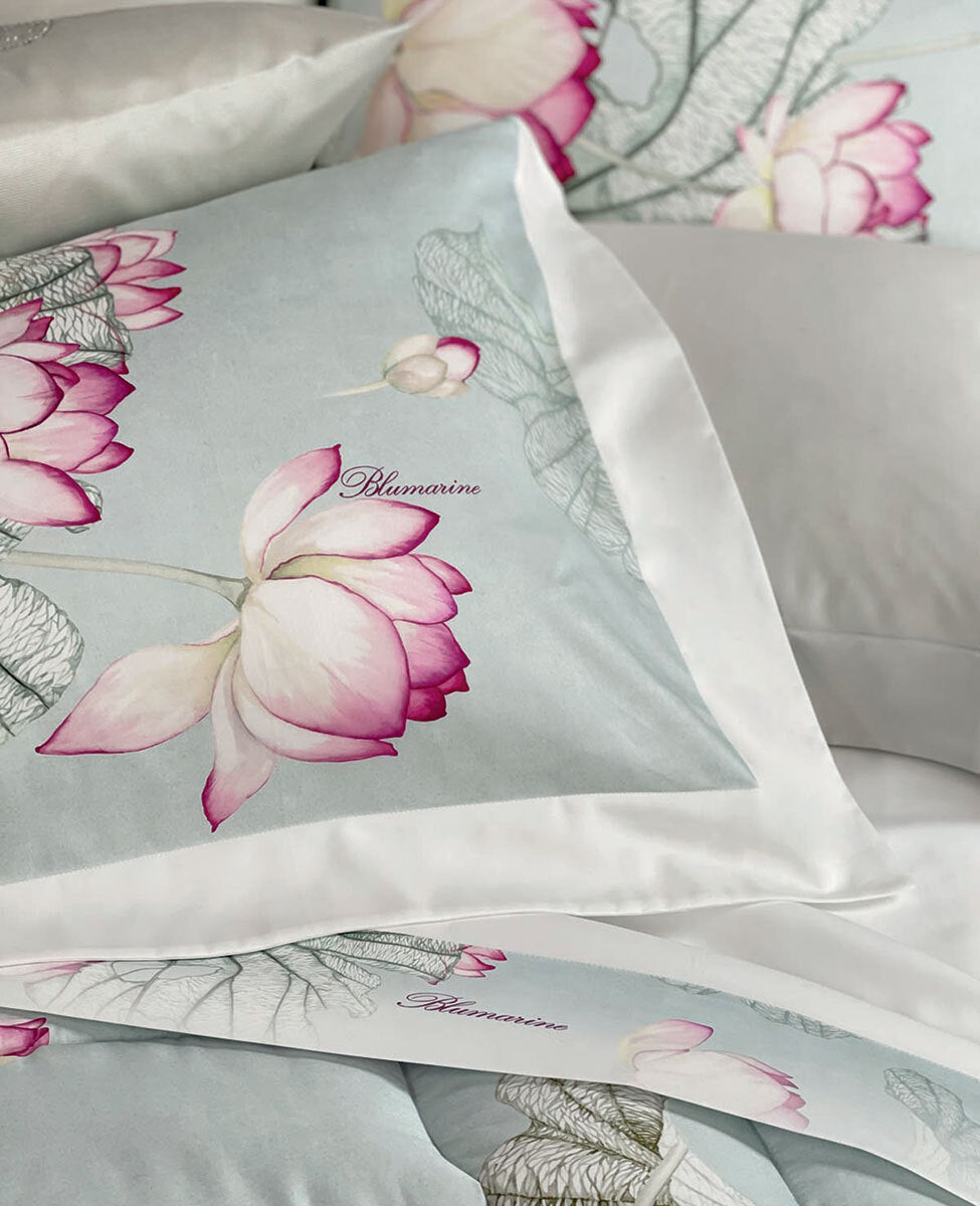 Completo Lenzuola In Raso Di Cotone Loto Blumarine