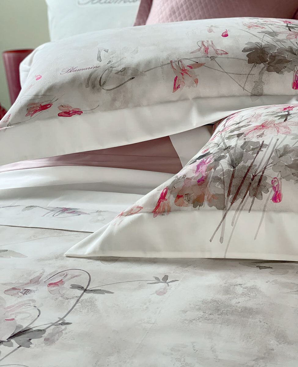 Completo Lenzuola In Raso Di Cotone Ciclamino Blumarine