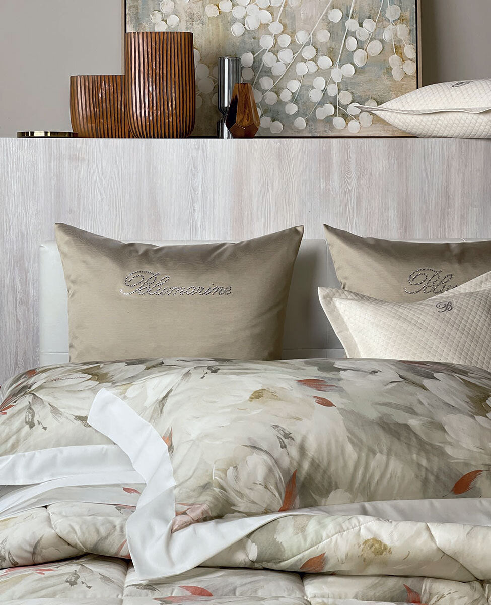 Completo Lenzuola In Raso Di Cotone Ranuncolo Blumarine