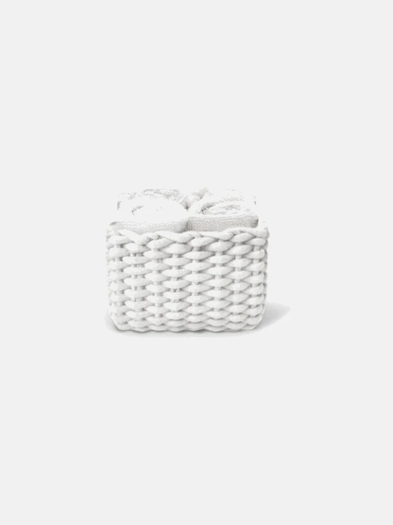 Set 4 Lavette Ospiti Daunex Linea Classic 30x30 cm in Spugna di Cotone con Cestino