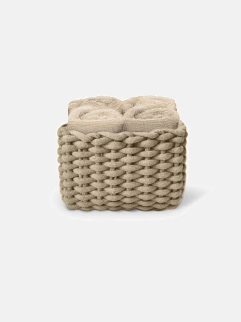 Set 4 Lavette Ospiti Daunex Linea Classic 30x30 cm in Spugna di Cotone con Cestino