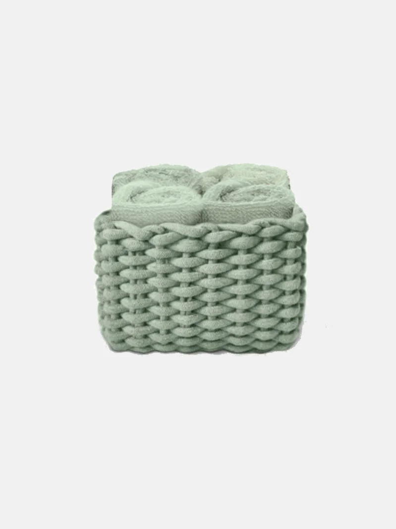 Set 4 Lavette Ospiti Daunex Linea Classic 30x30 cm in Spugna di Cotone con Cestino