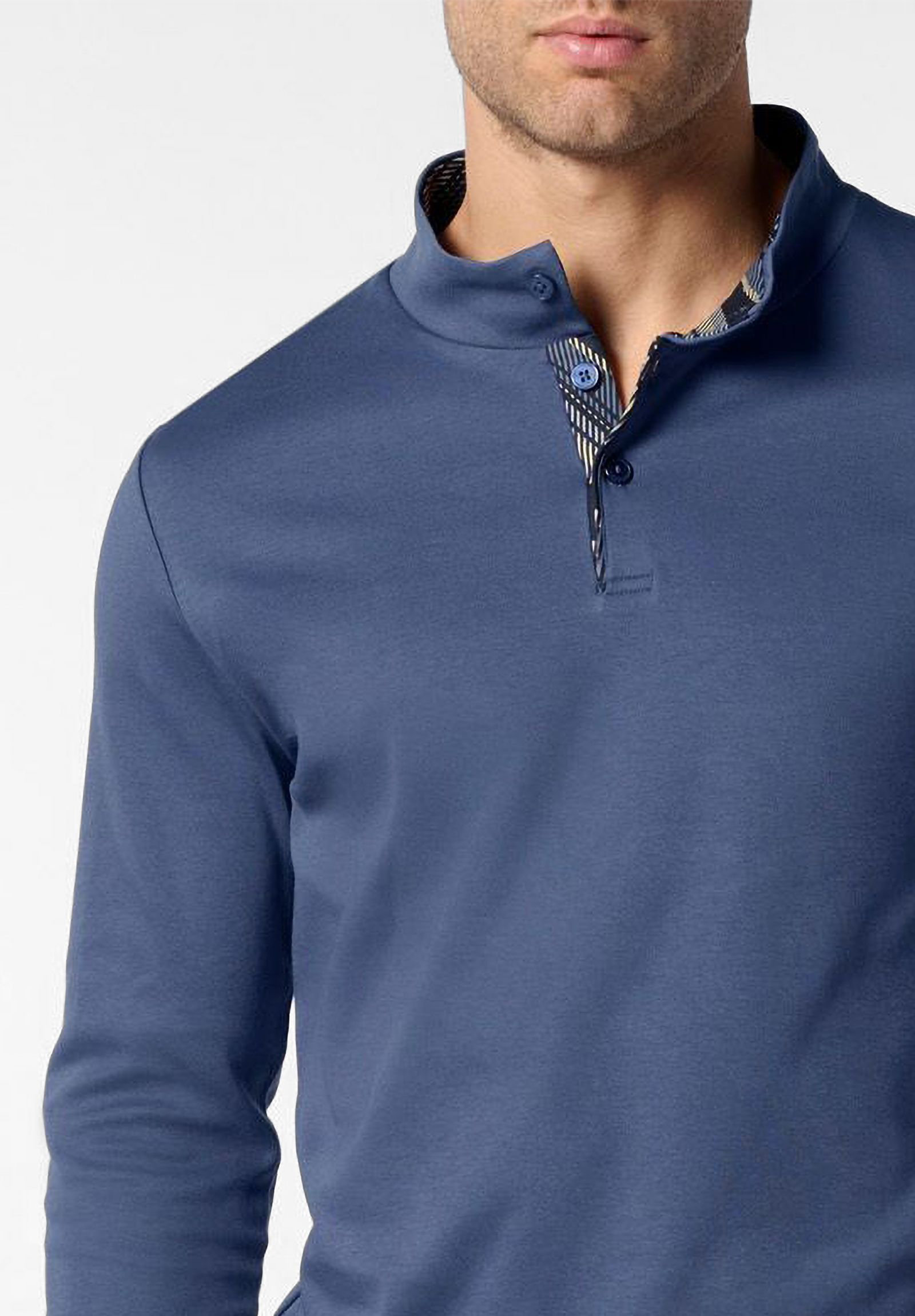 Pigiama Lungo Lupetto con Bottoni in Cotone Invernale Stampa Riga PEROFIL VPRT93204