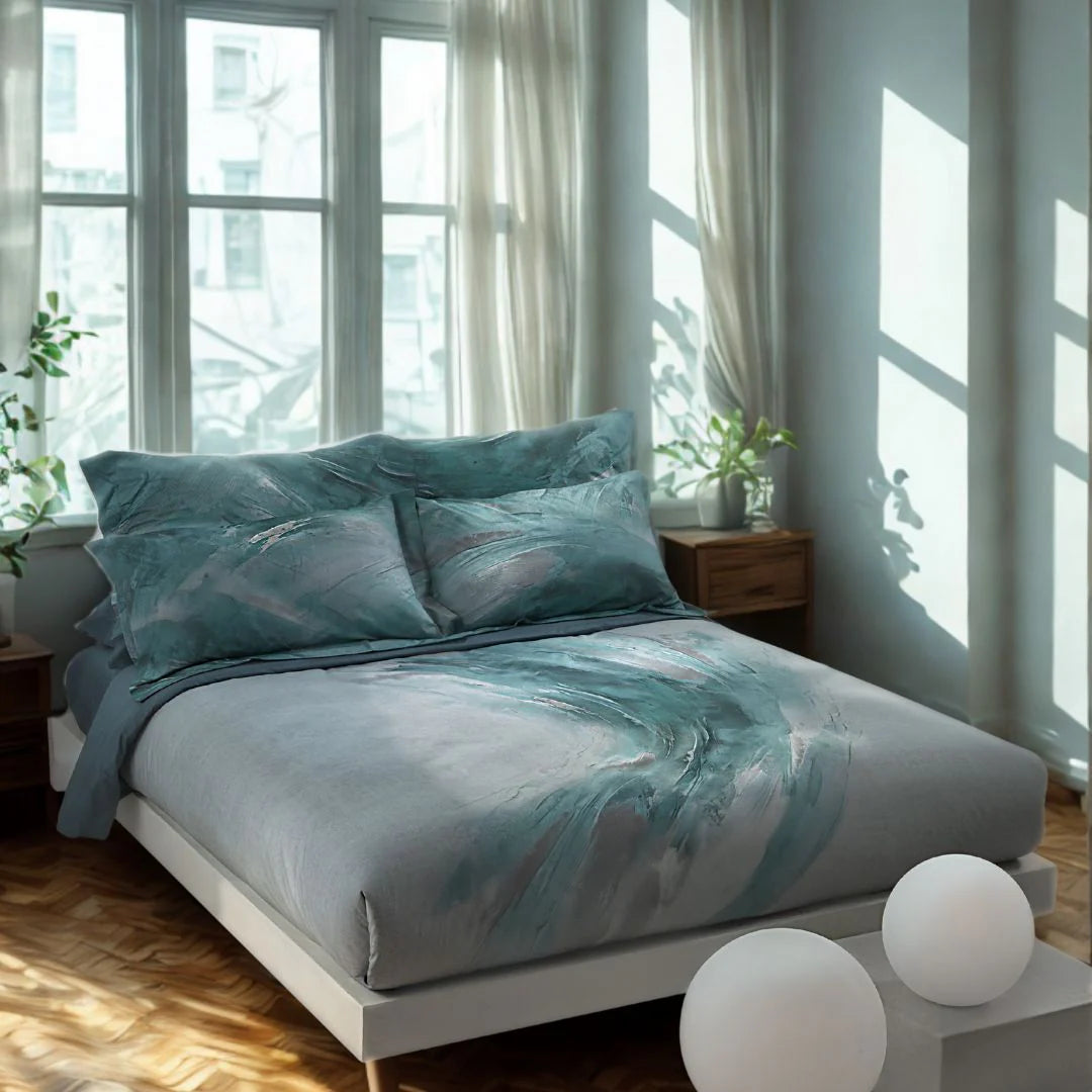 Completo Lenzuola Carrara Wind Moderno in Percalle