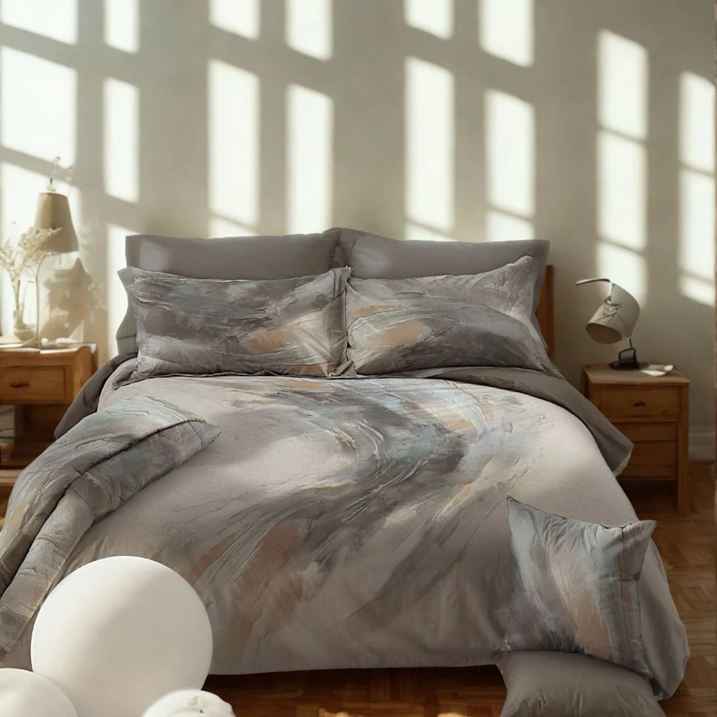 Completo Lenzuola Carrara Wind Moderno in Percalle