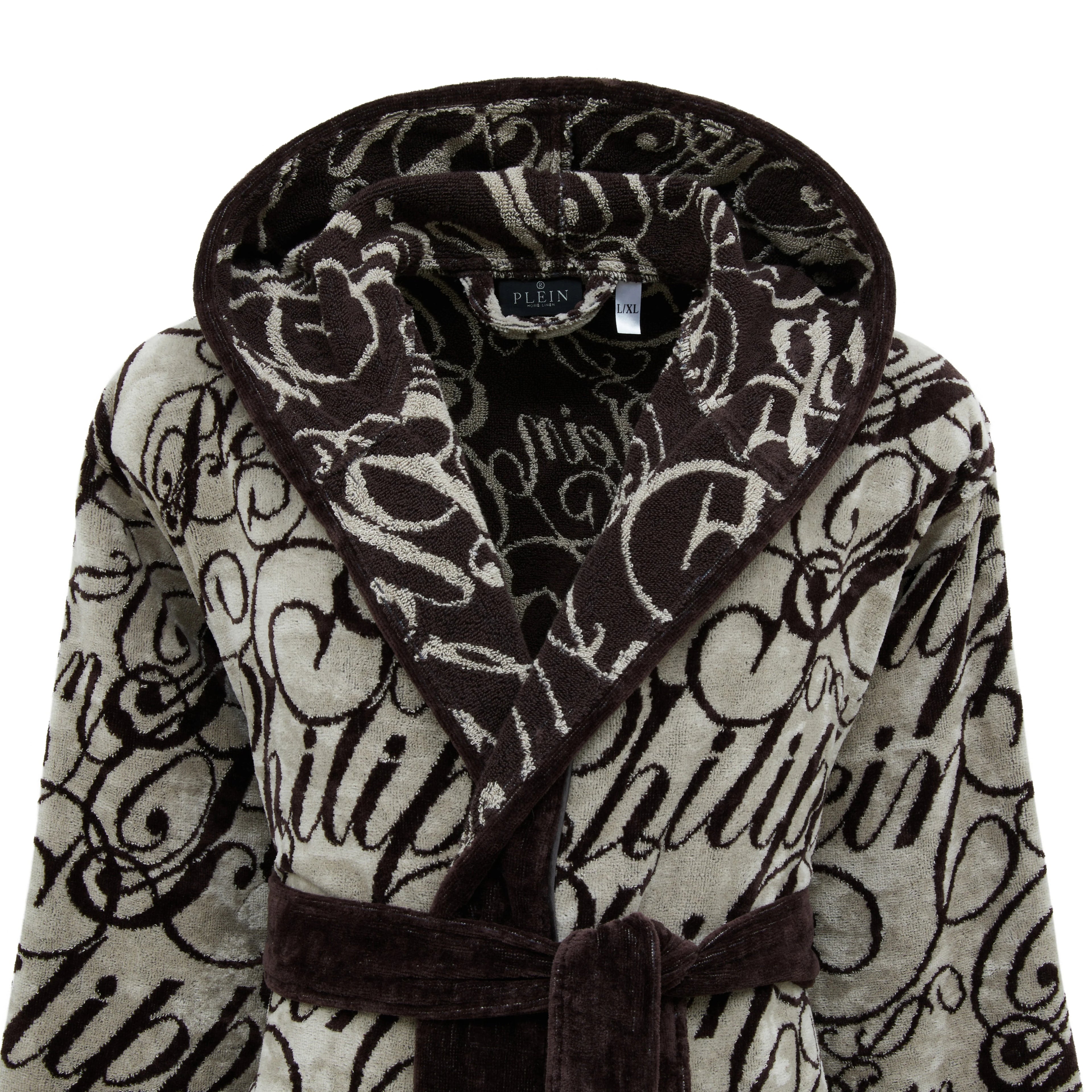 Accappatoio con Cappuccio Philipp Plein Script in Spugna