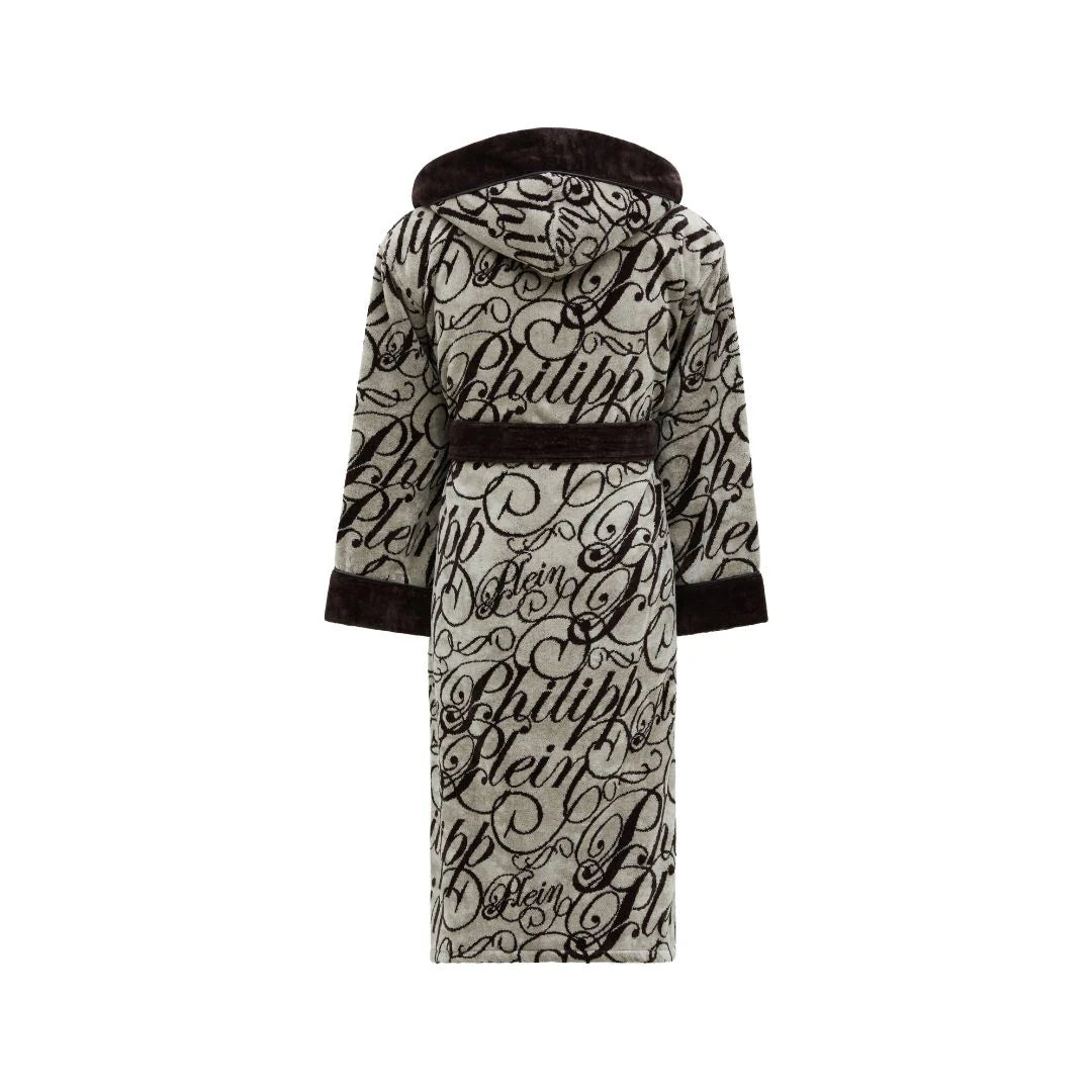 Accappatoio con Cappuccio Philipp Plein Script in Spugna