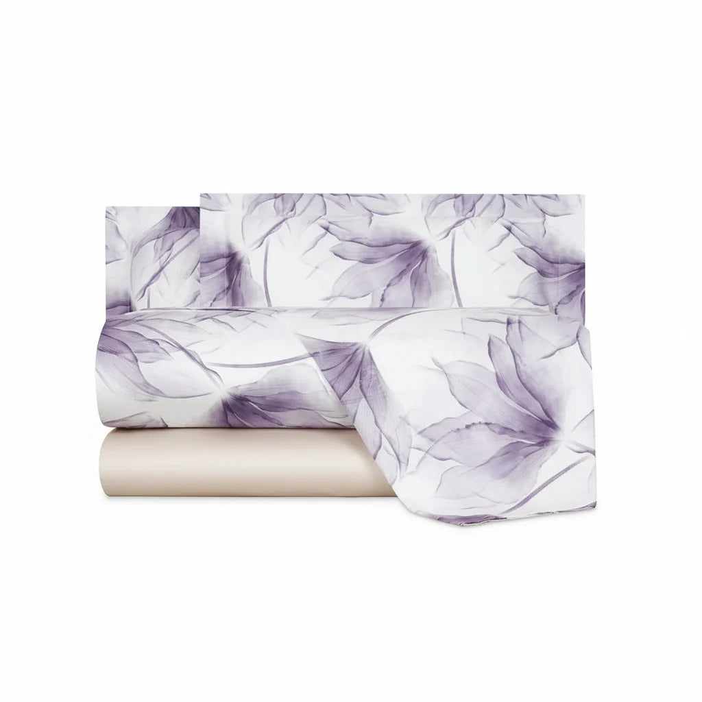 Completo Lenzuola in raso di cotone Abstract Flower By Mirabello