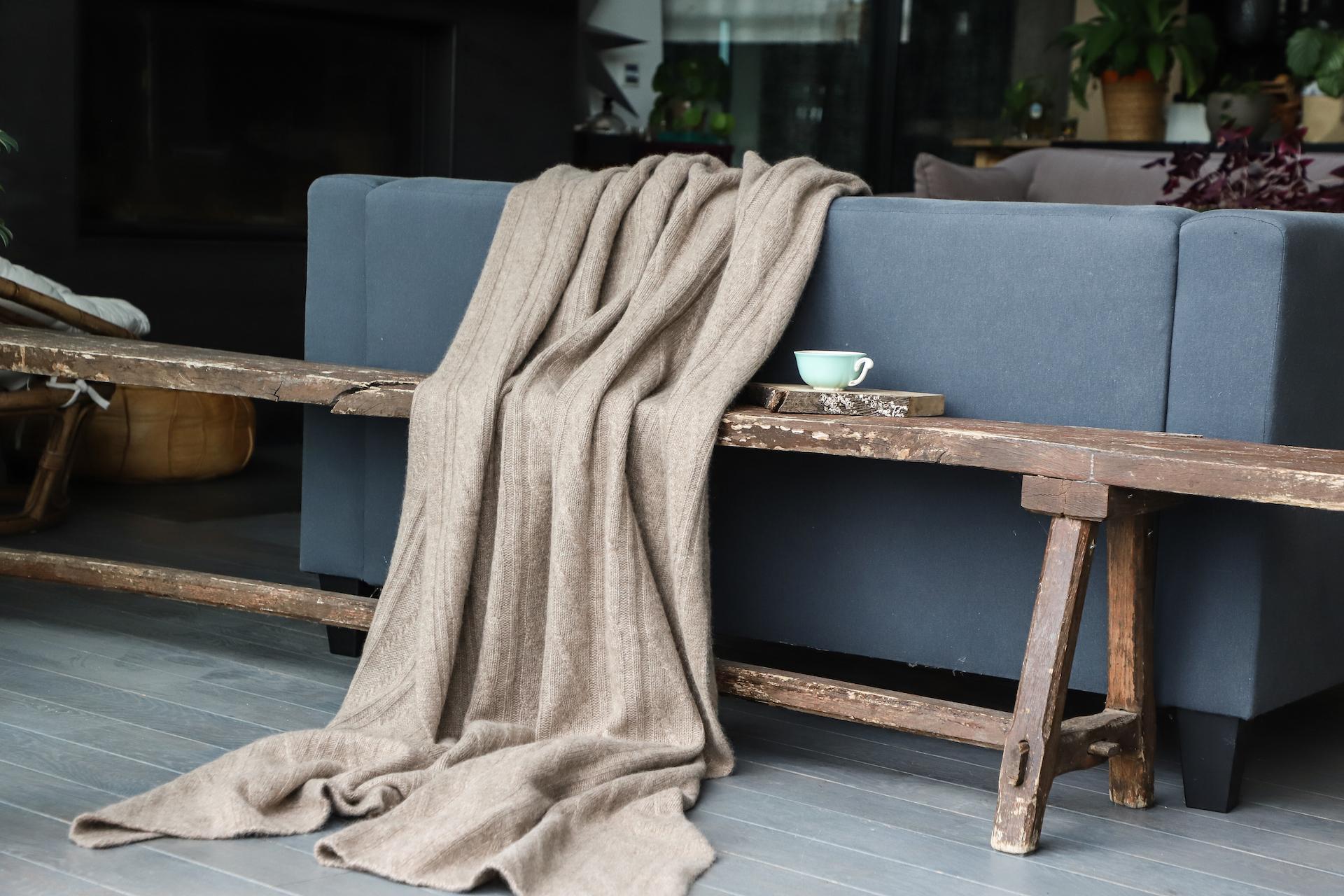 Plaid in Cashmere 100% Torsadè 23PH03 By PHILOMENE PARIS