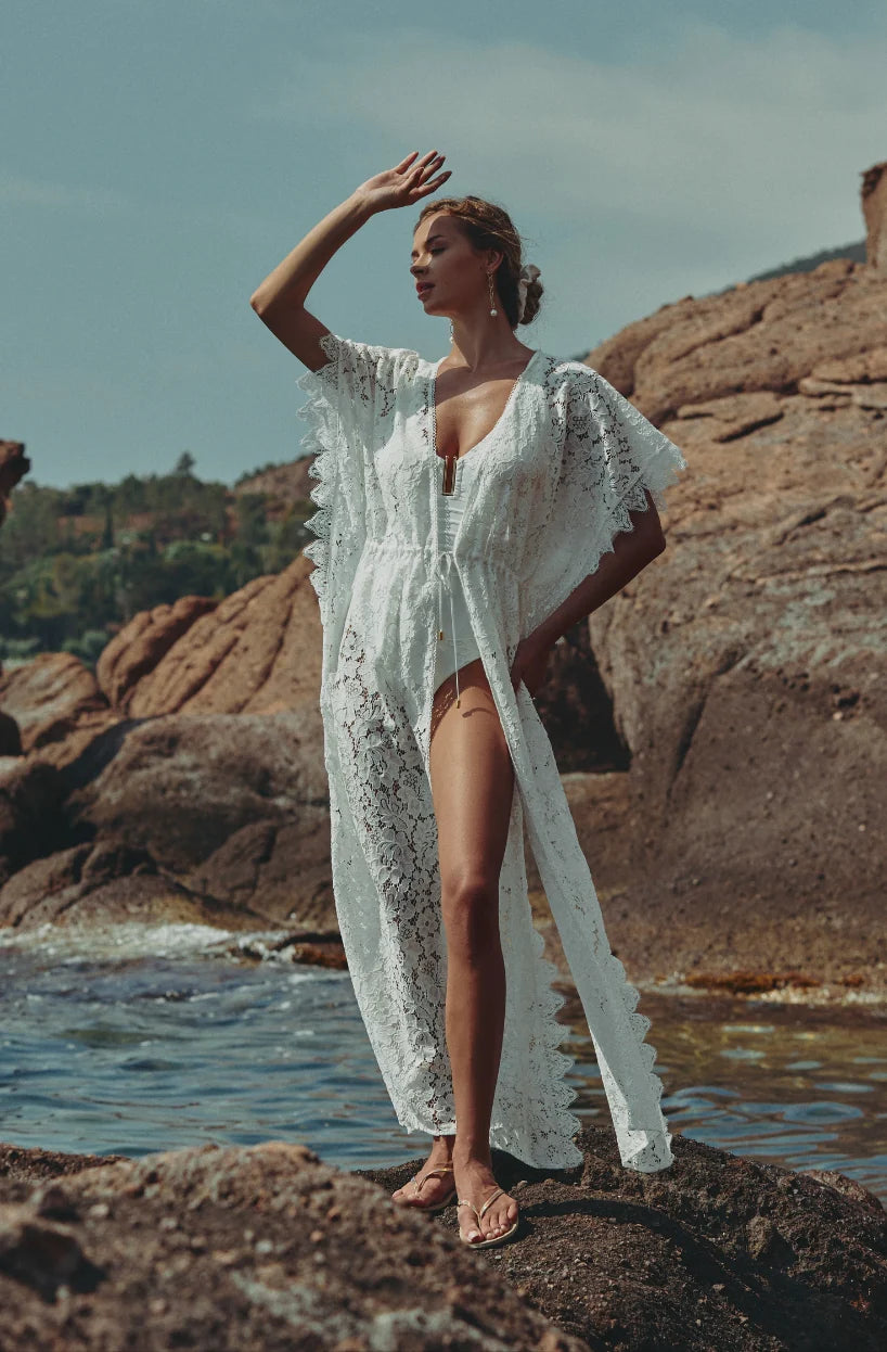 Vestaglia Lunga in Pizzo Chromea Marjolaine 6CEL2202