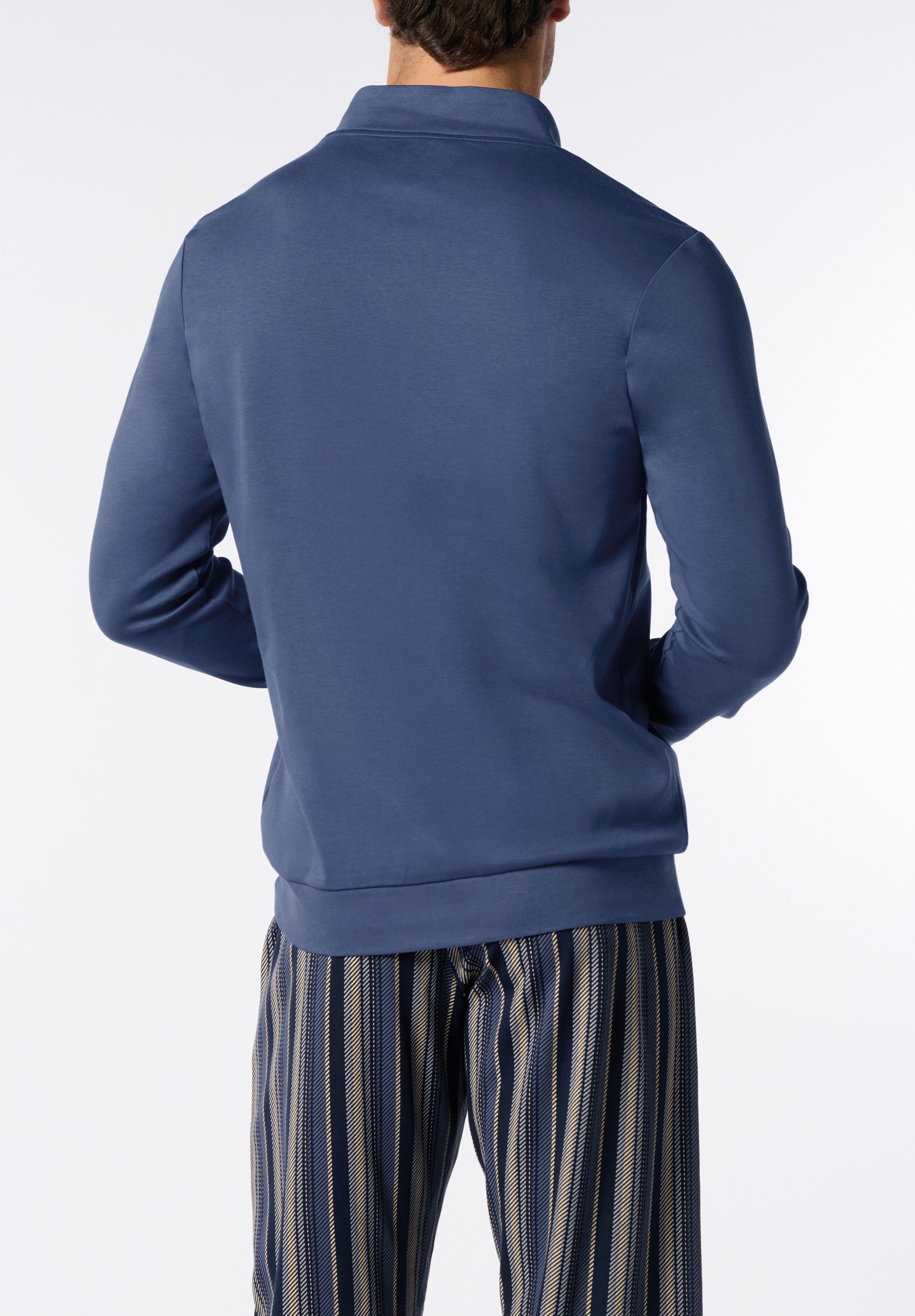 Pigiama Lungo Lupetto con Bottoni in Cotone Invernale Stampa Riga PEROFIL VPRT93204