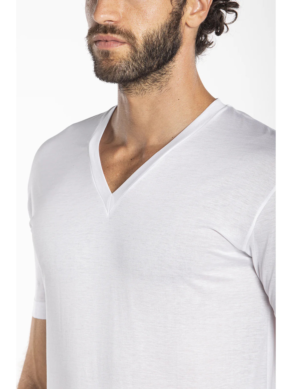 Maglietta scollo a v in jersey di puro cotone gasato JNM114