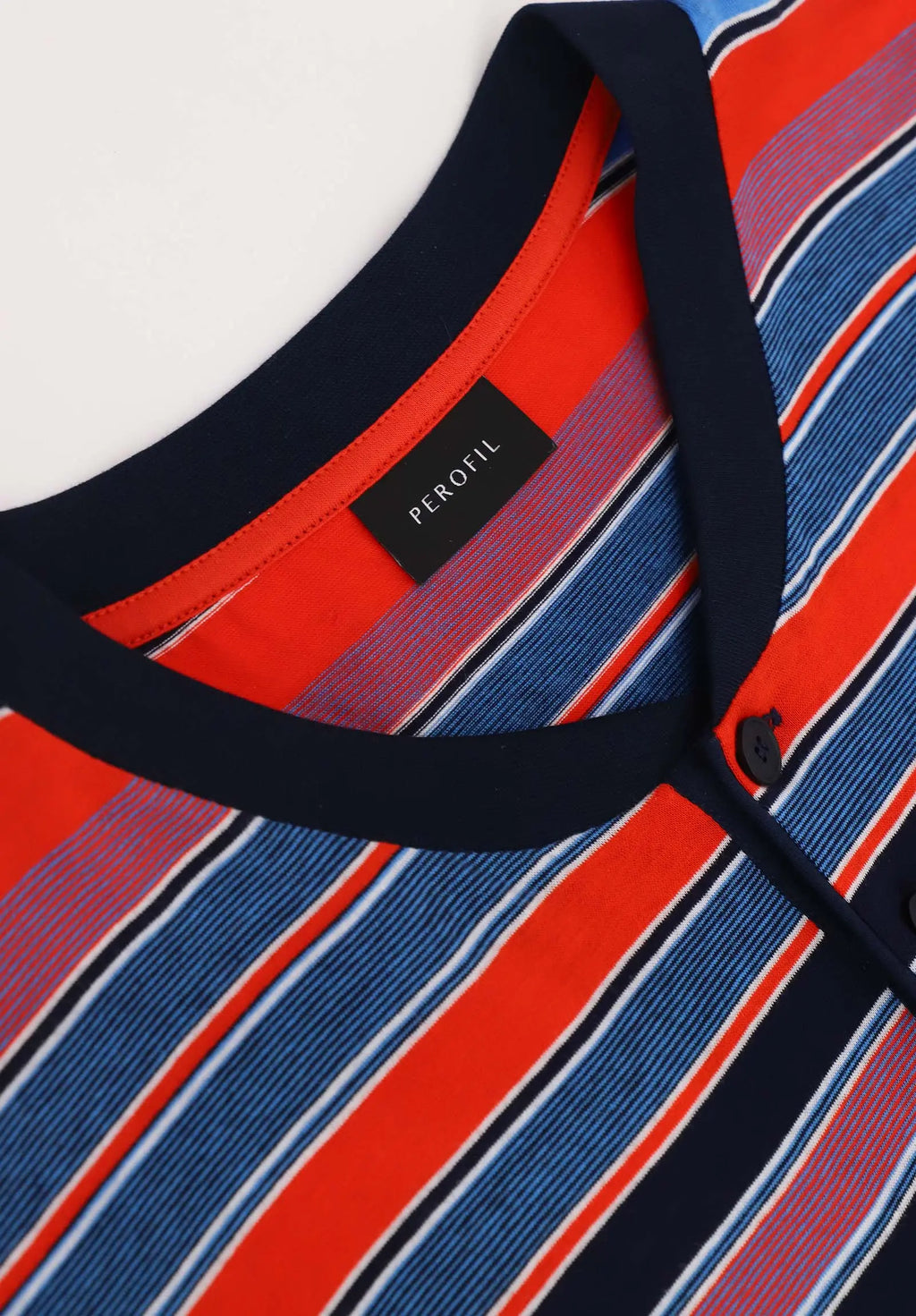 Pigiama Lungo Serafino in Cotone Fantasia Multiriga PEROFIL VPRT92806