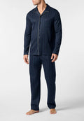 Pigiama Lungo Aperto con Collo in Soft Cotton con Stampa Riga Raso PEROFIL VPRT93223