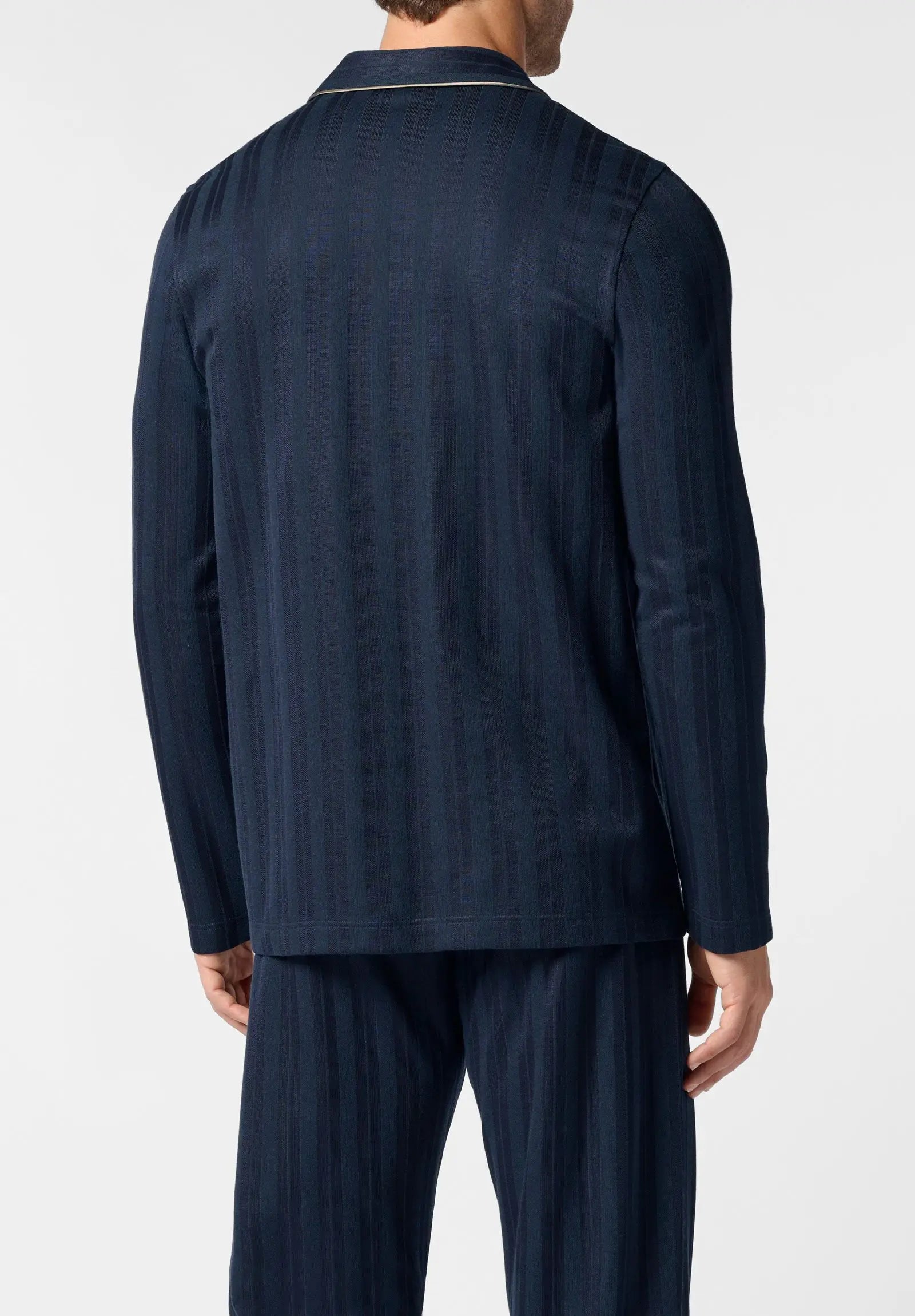 Pigiama Lungo Aperto con Collo in Soft Cotton con Stampa Riga Raso PEROFIL VPRT93223