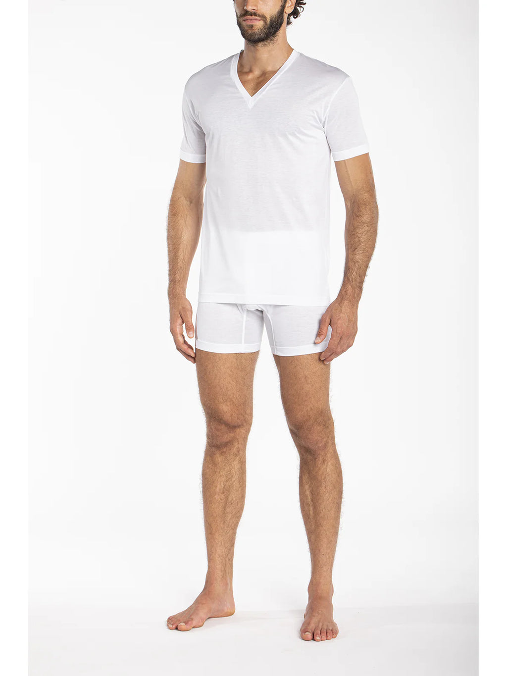 Maglietta scollo a v in jersey di puro cotone gasato JNM114