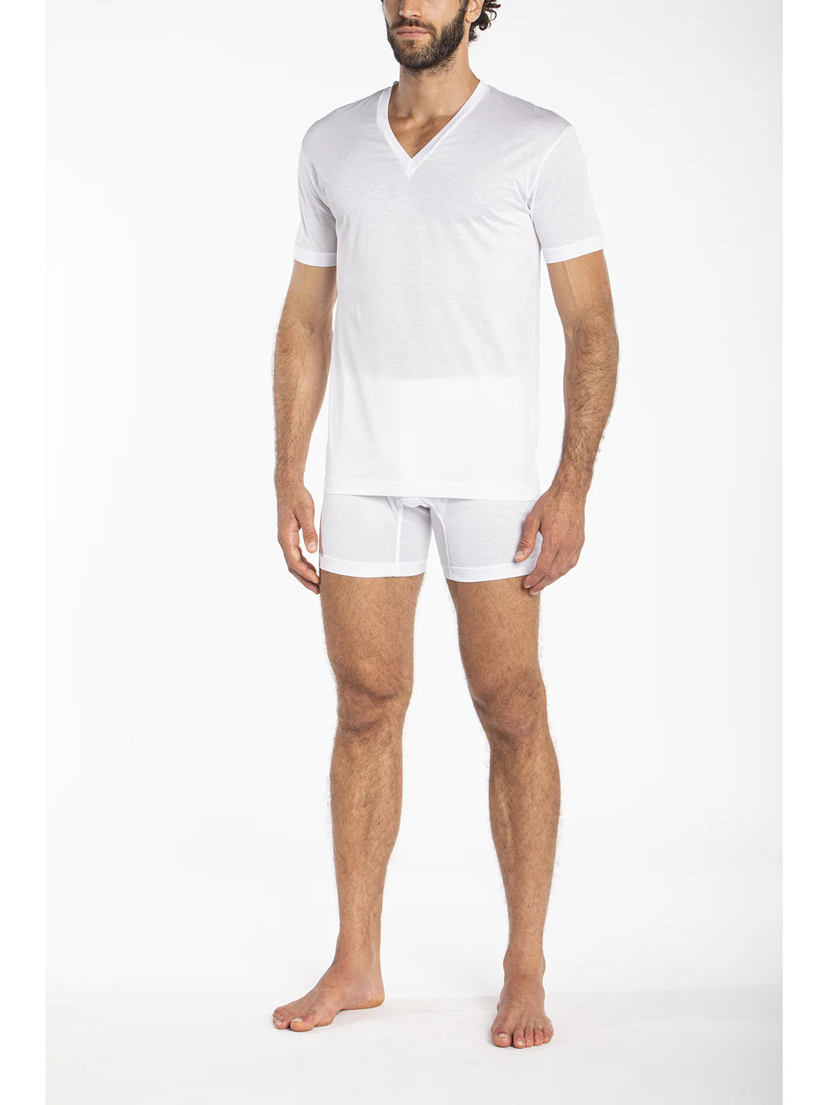 Maglietta scollo a v in jersey di puro cotone gasato JNM114