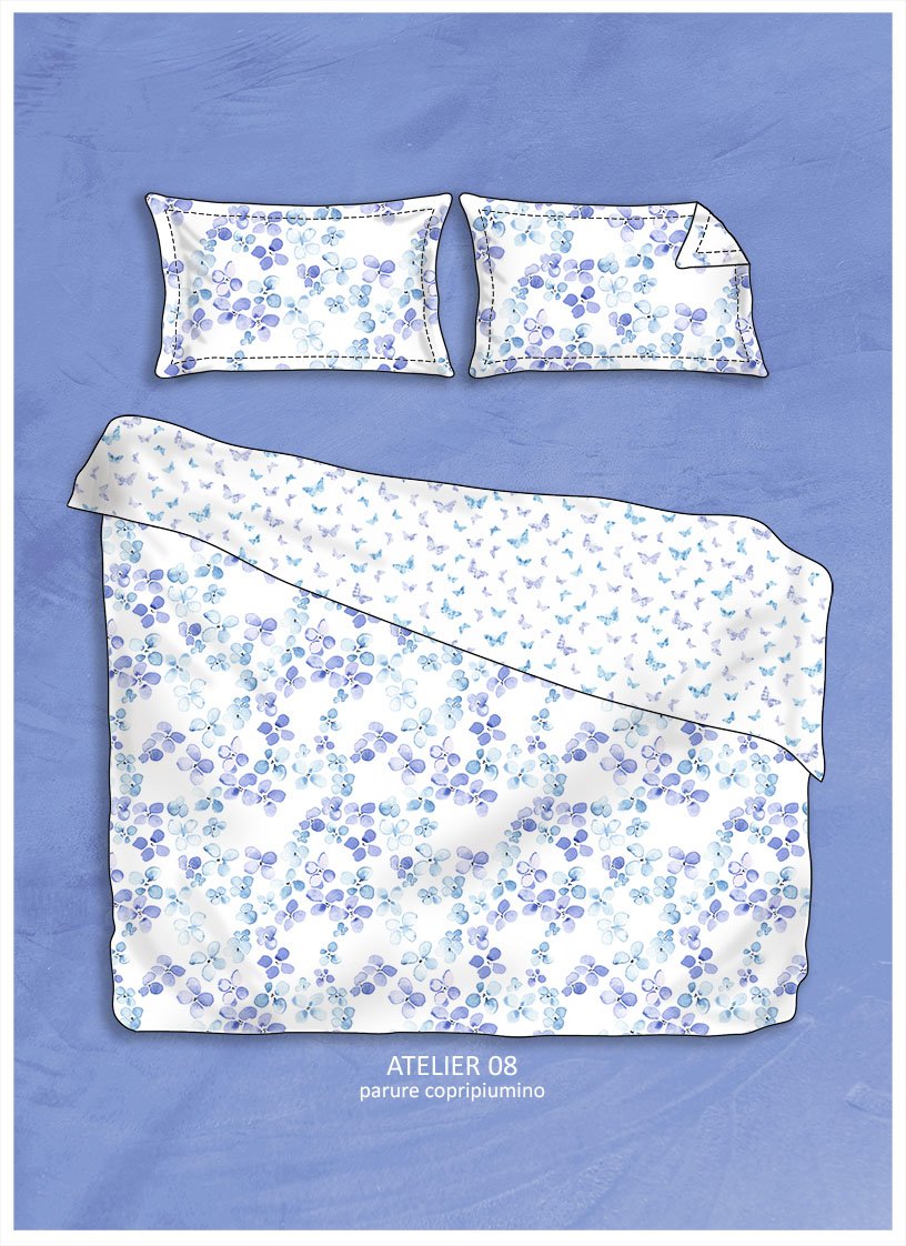 Randi Weaving Double Bed Sheet Set Blue Petals Texture
