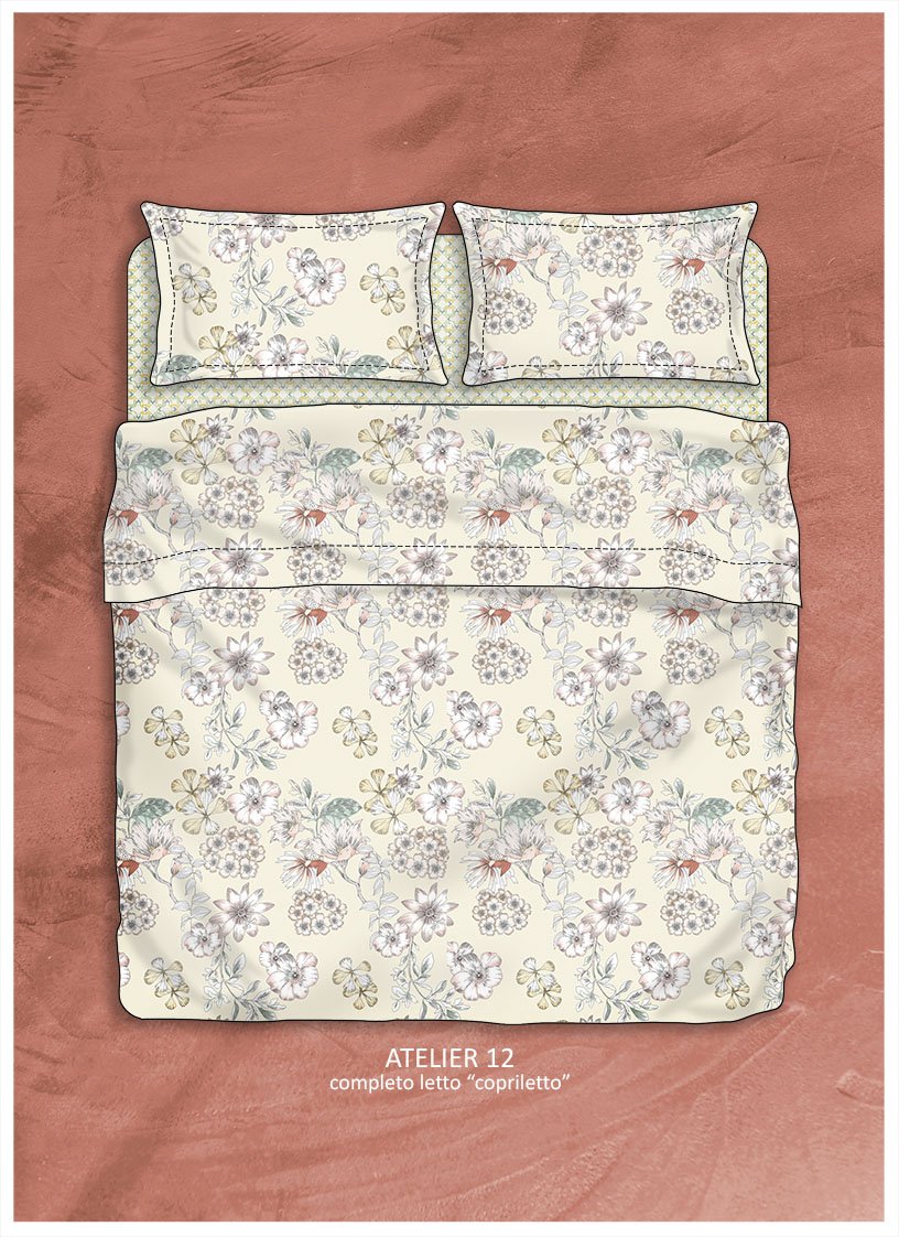 Double bed sheet set Tessitura Randi Flowers texture