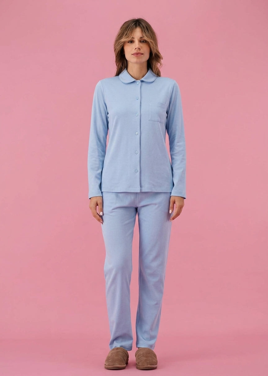 Pigiama Donna Notte a Manica Lunga in Interlock Cotone Maryplaid 6P86046