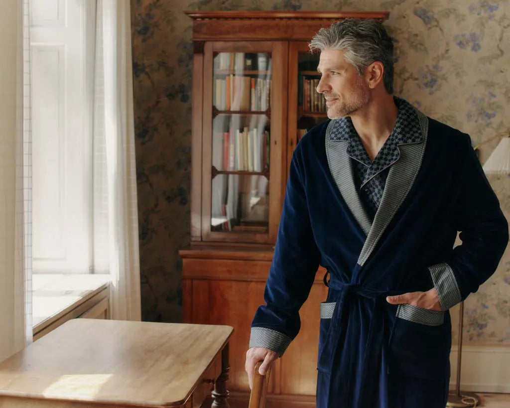 Davos Vestaglia Uomo in Velour Premium con Collo Sciallato Ambassador