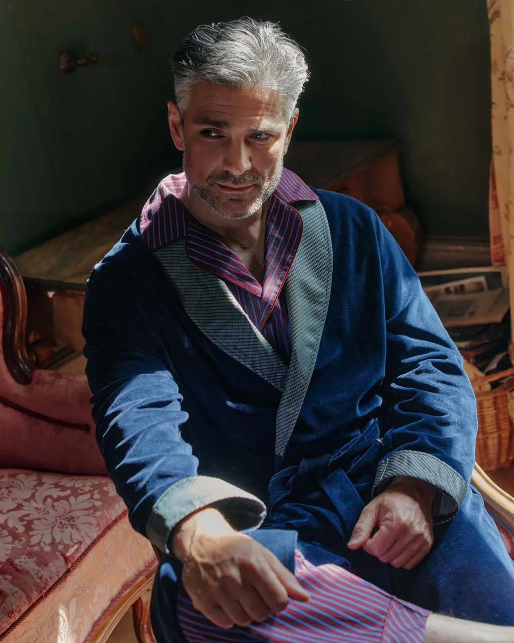 Davos Vestaglia Uomo in Velour Premium con Collo Sciallato Ambassador