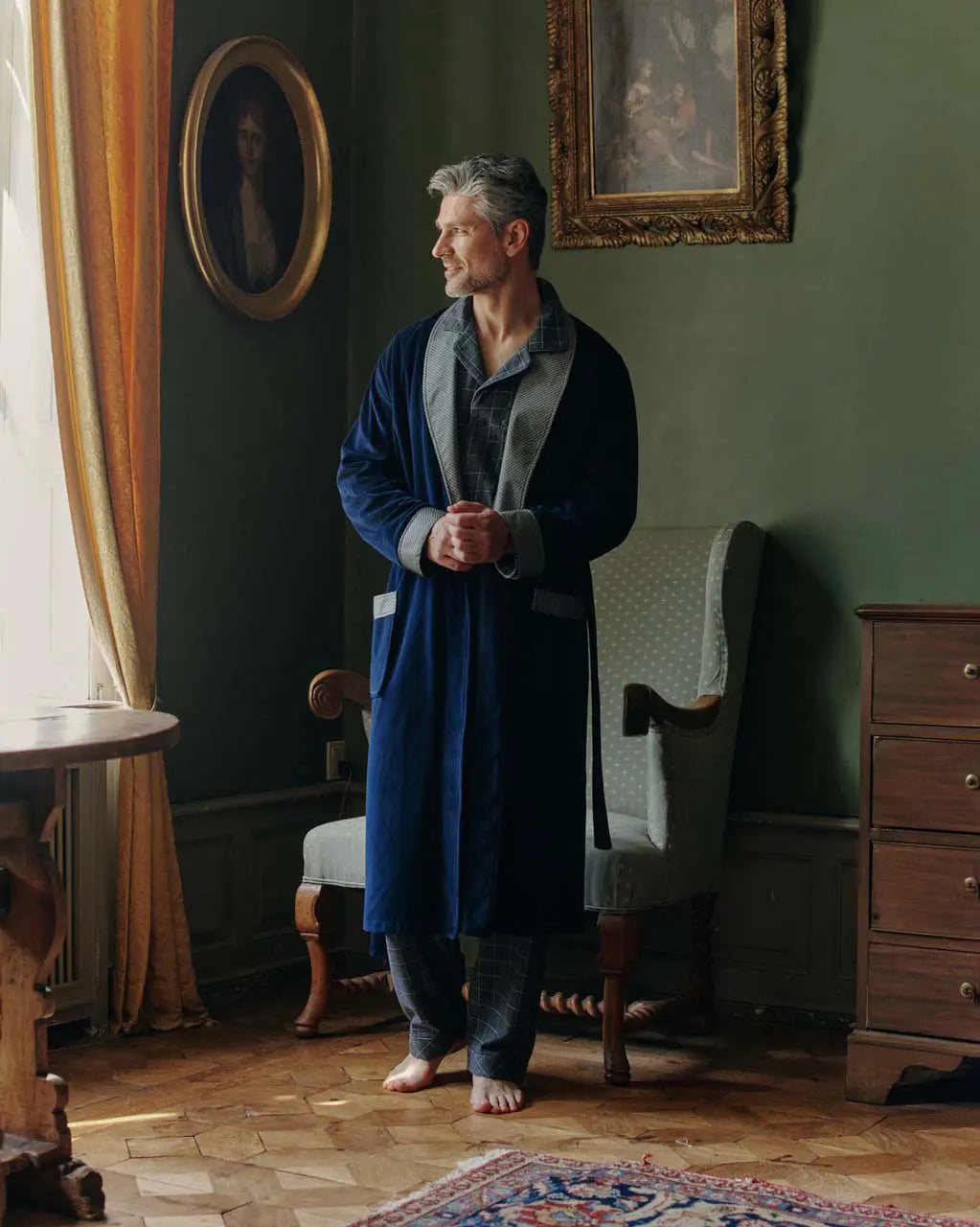 Davos Vestaglia Uomo in Velour Premium con Collo Sciallato Ambassador