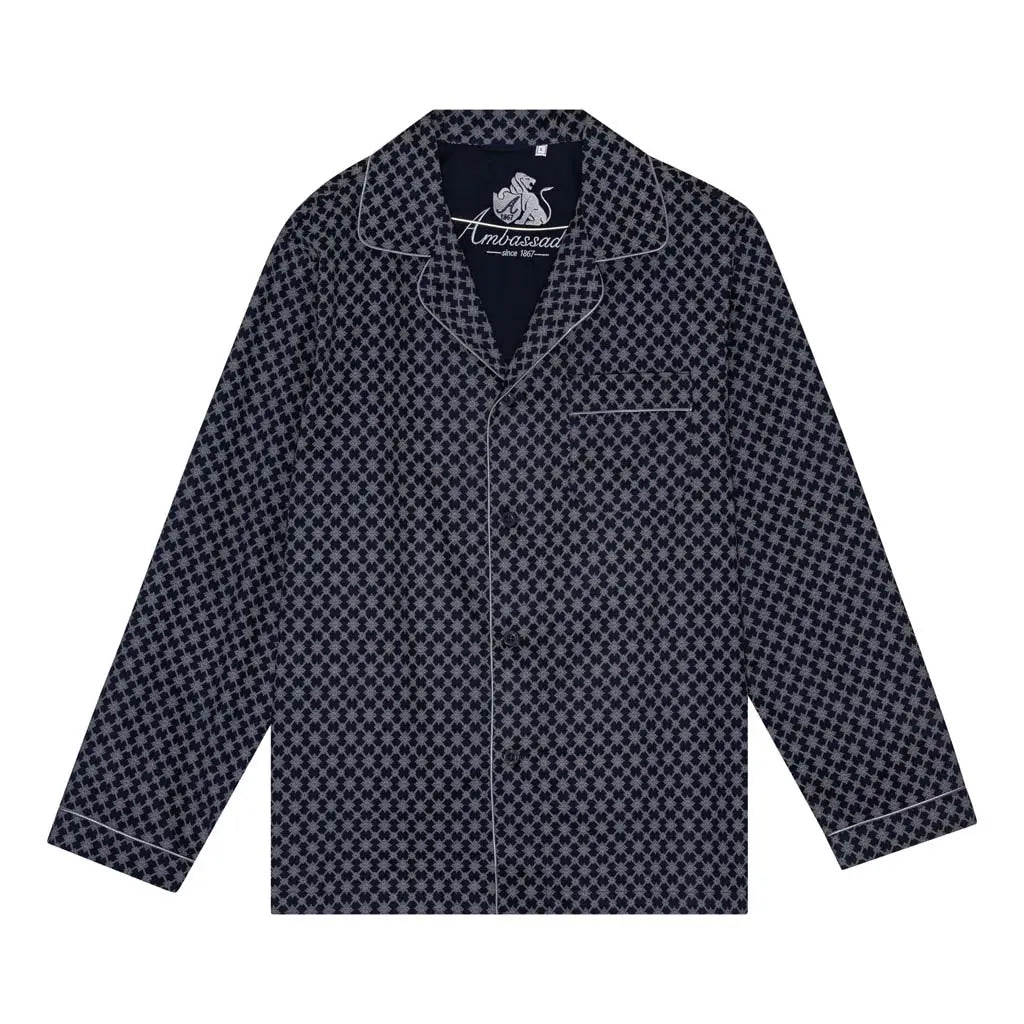 Megeve Pigiama Uomo in Satin Premium con Colletto Classico Ambassador