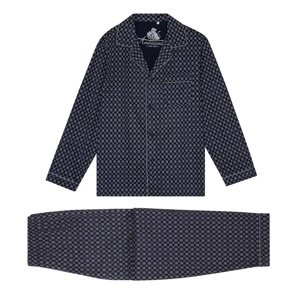 Megeve Pigiama Uomo in Satin Premium con Colletto Classico Ambassador