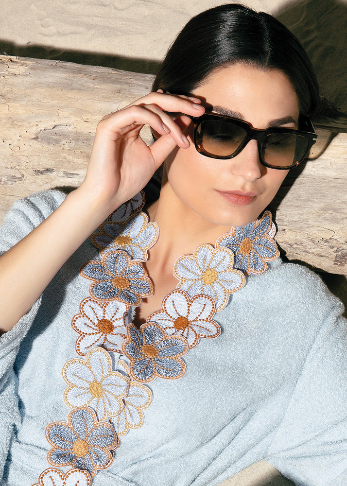 Accappatoio Kimono Con Fiori Applicati Luna Di Giorno