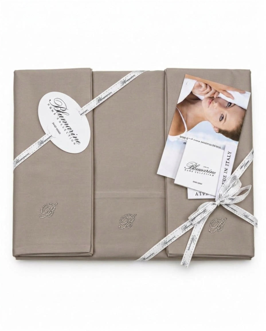 SOLID COLOR COTTON SATIN SHEET SET - LORY BLUMARINE