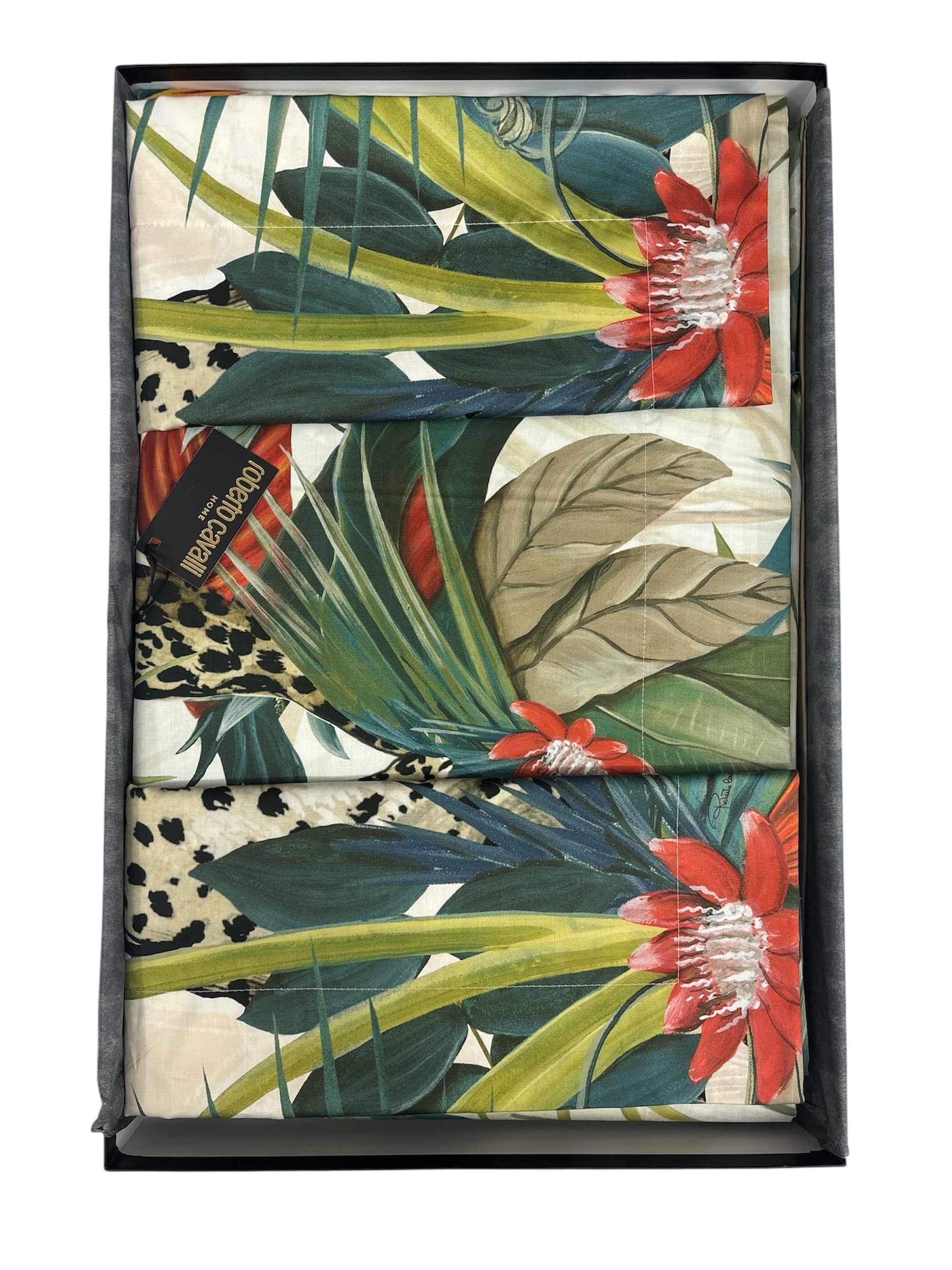Completo Lenzuola Roberto Cavalli Jungle in Raso di Cotone