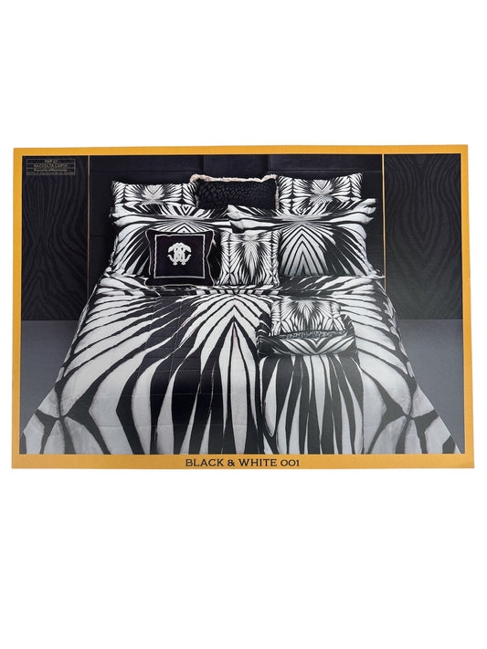 Completo Lenzuola Roberto Cavalli Black e White in Raso di Cotone