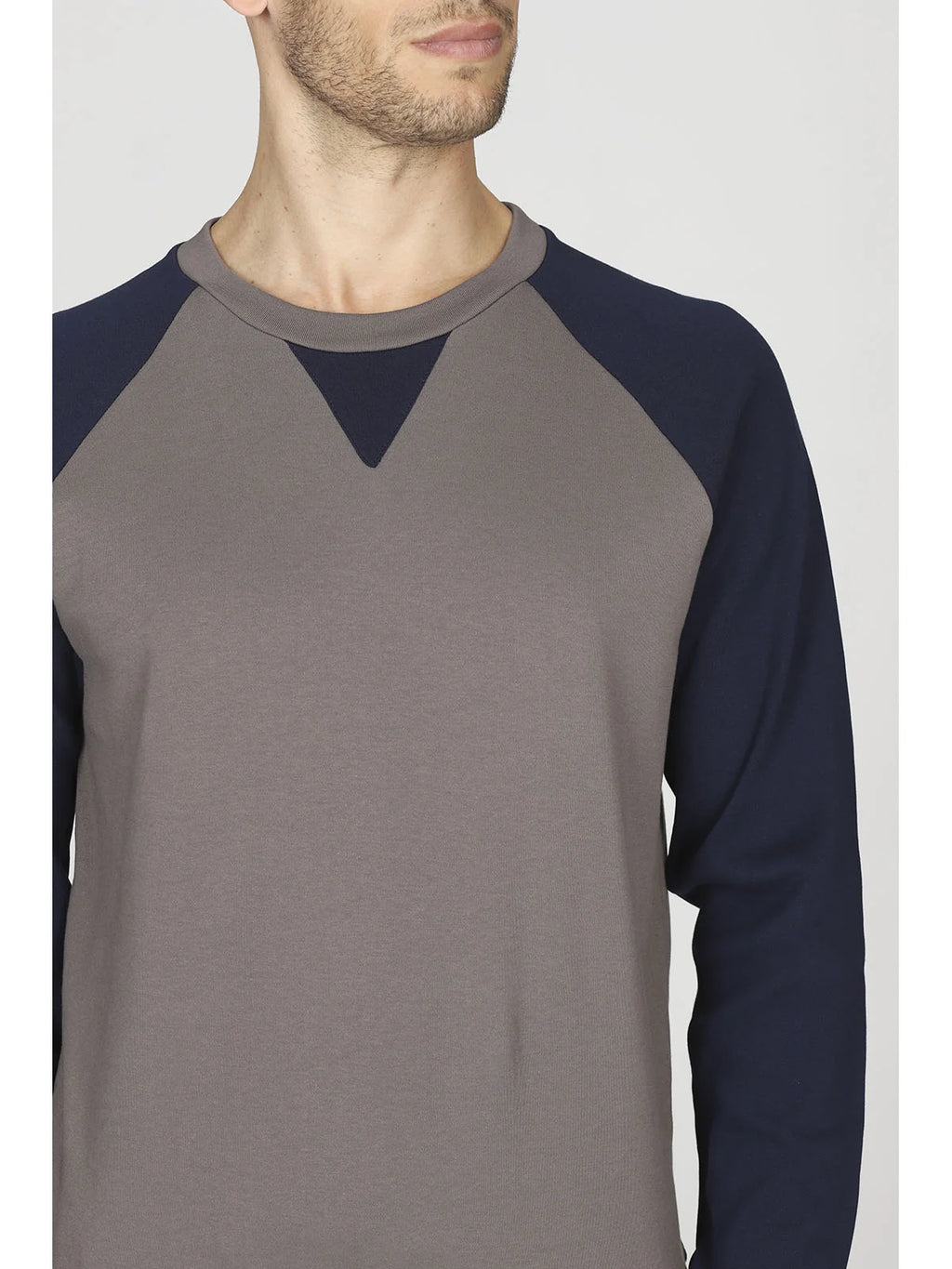 Pigiama Uomo Girocollo in Interlock di Puro Cotone Color Block JULIPET JAL939