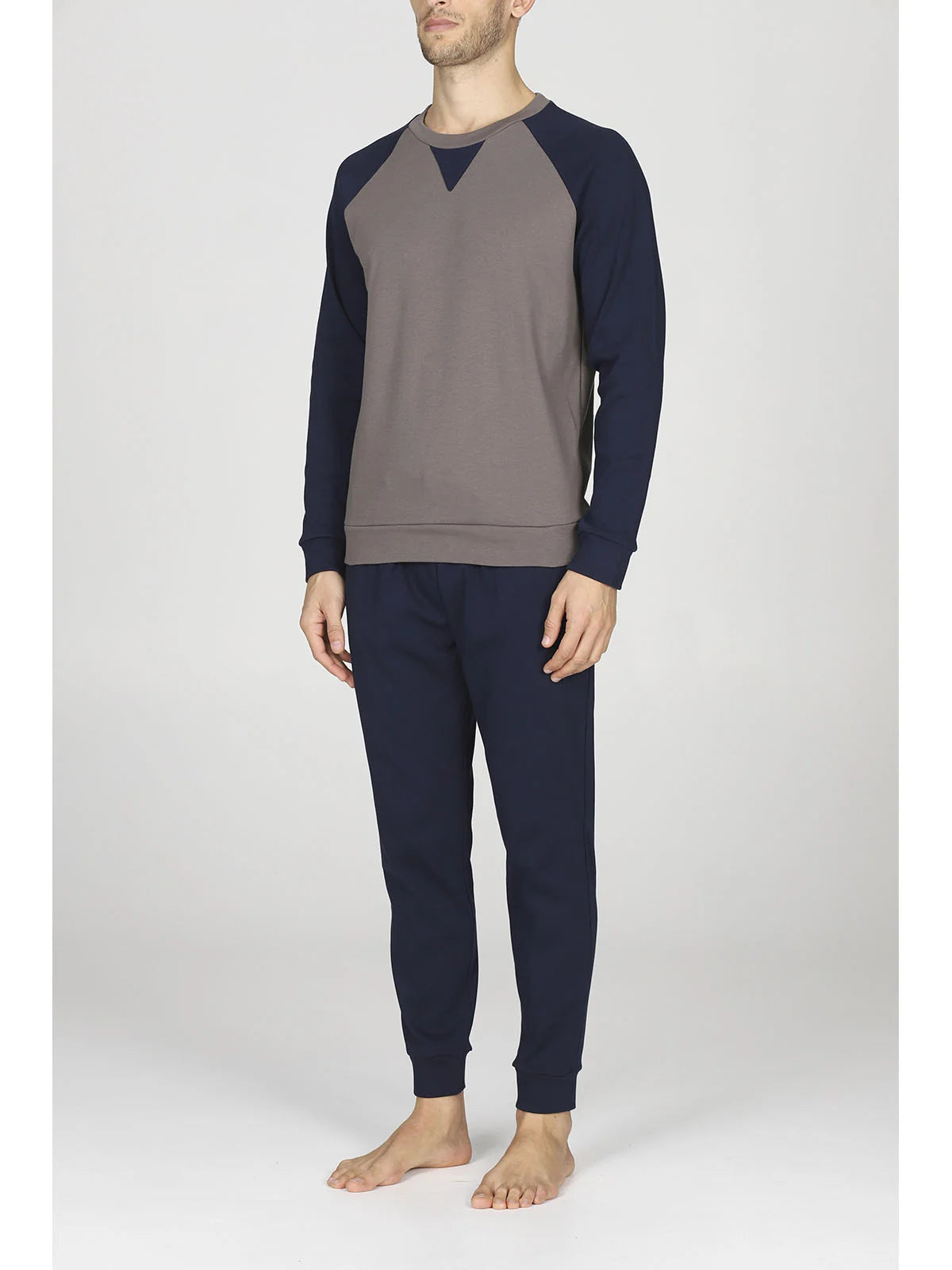 Pigiama Uomo Girocollo in Interlock di Puro Cotone Color Block JULIPET JAL939