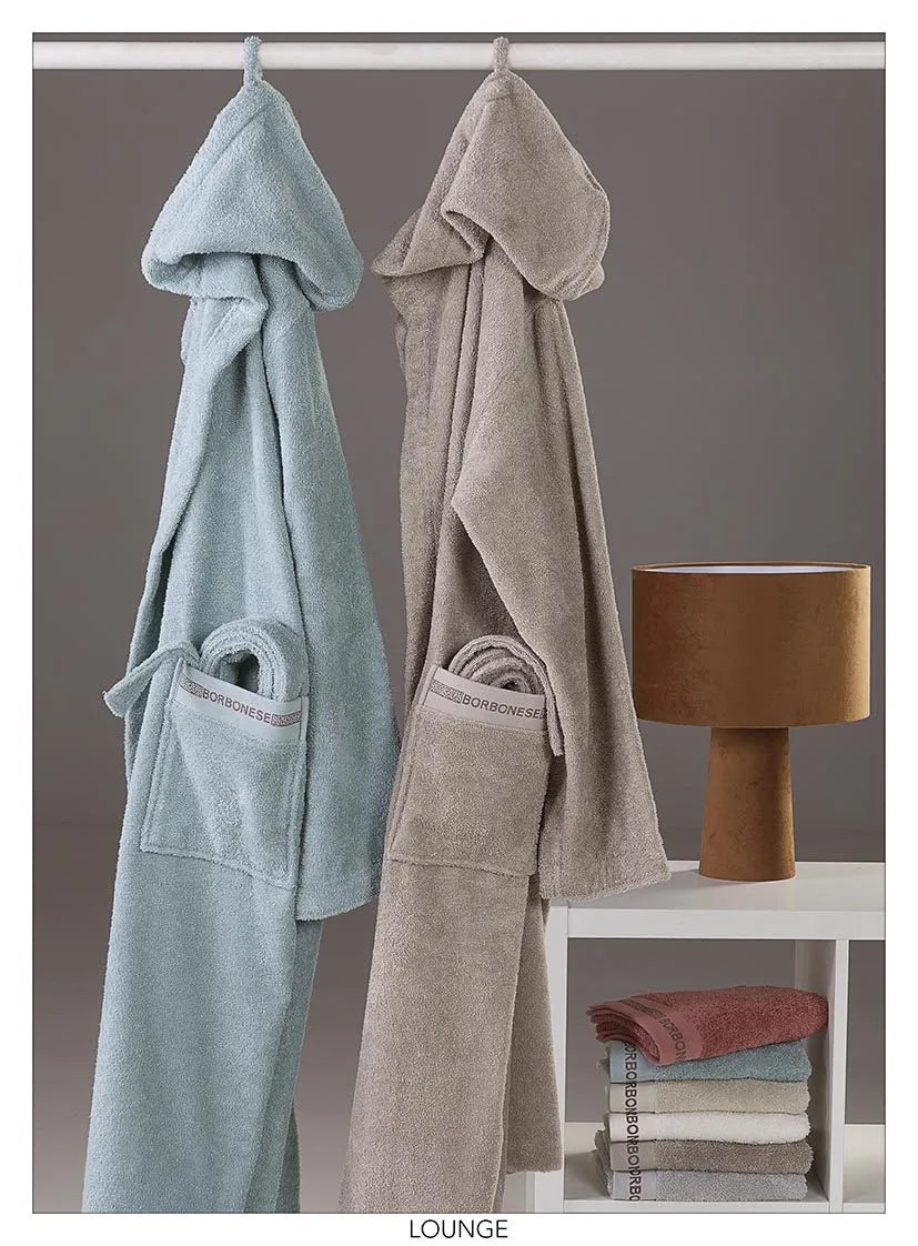 Accappatoio con cappuccio Borbonese LOUNGE in Spugna
