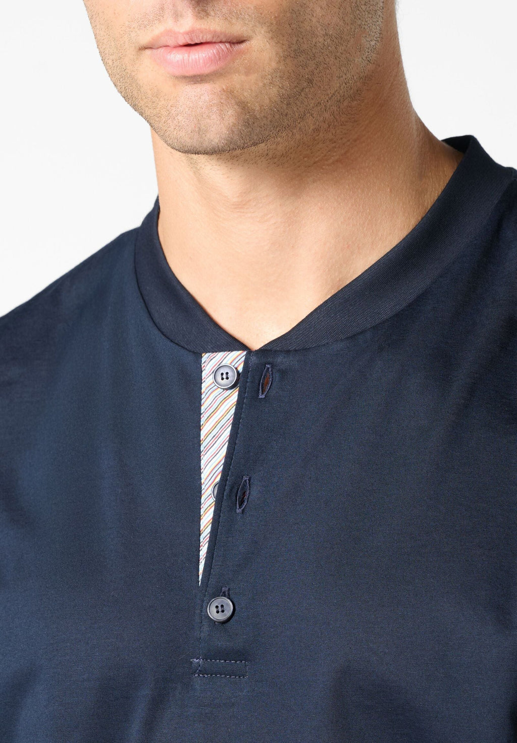 Pigiama Corto Serafino in Cotone mercerizzato Basic PEROFIL VPRT93368