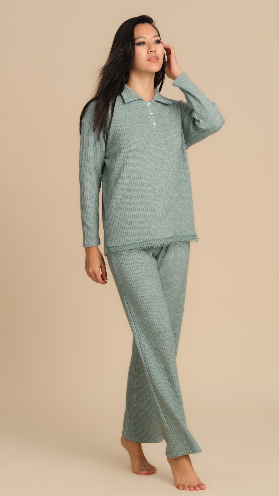 Pigiama Donna a Costine con Colletto Margot Pepita 3021
