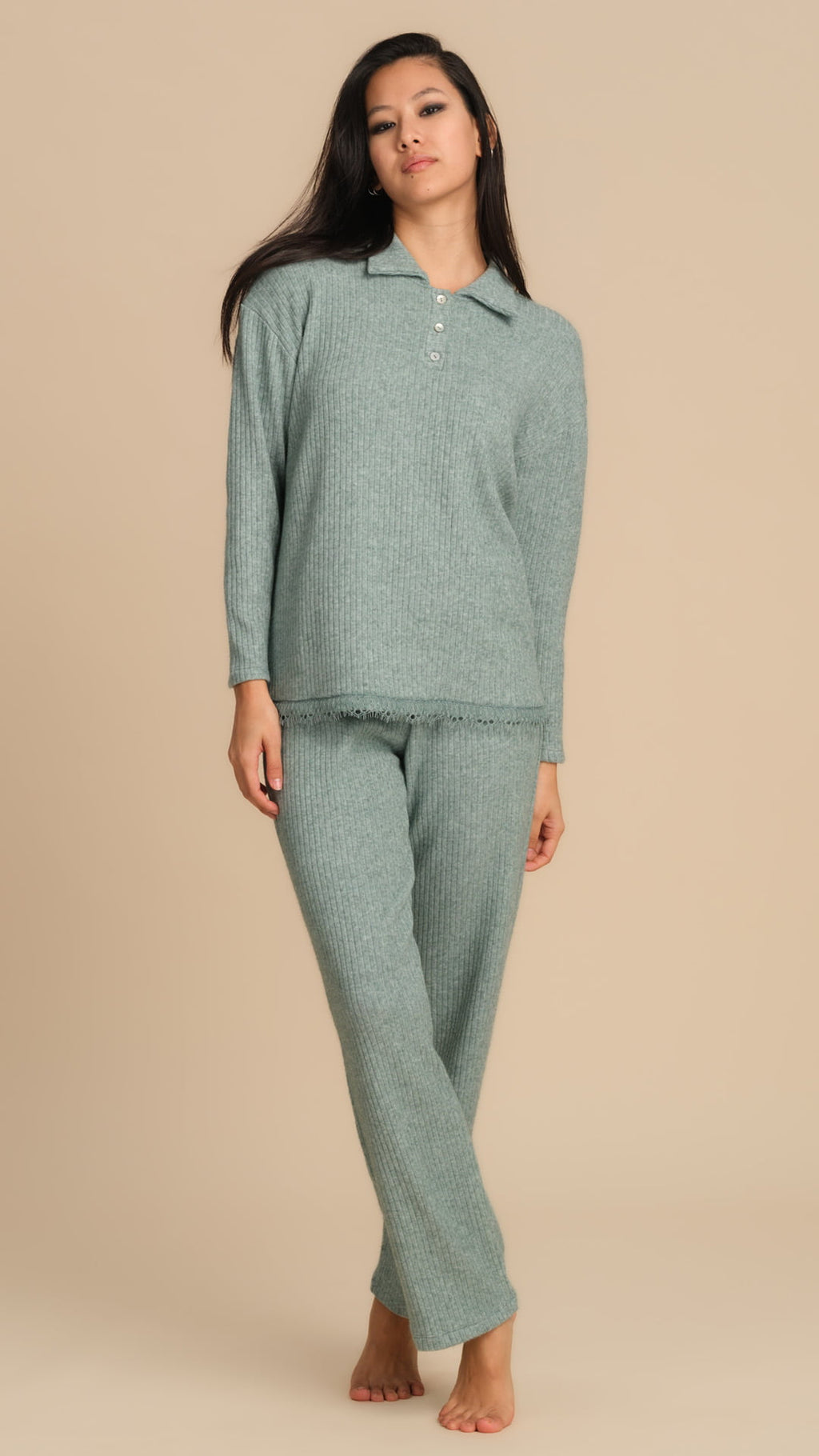 Pigiama Donna a Costine con Colletto Margot Pepita 3021