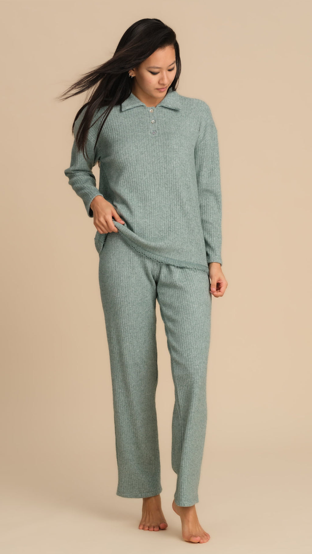 Pigiama Donna a Costine con Colletto Margot Pepita 3021
