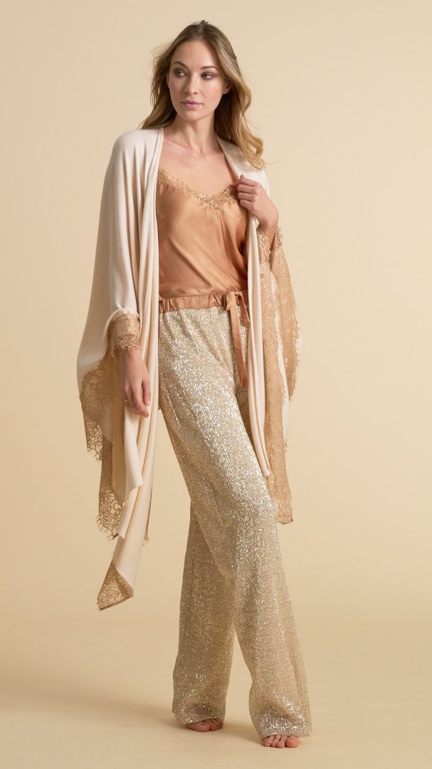 Mantella Donna In Maglia Con Pizzo Cheope Pepita 5073
